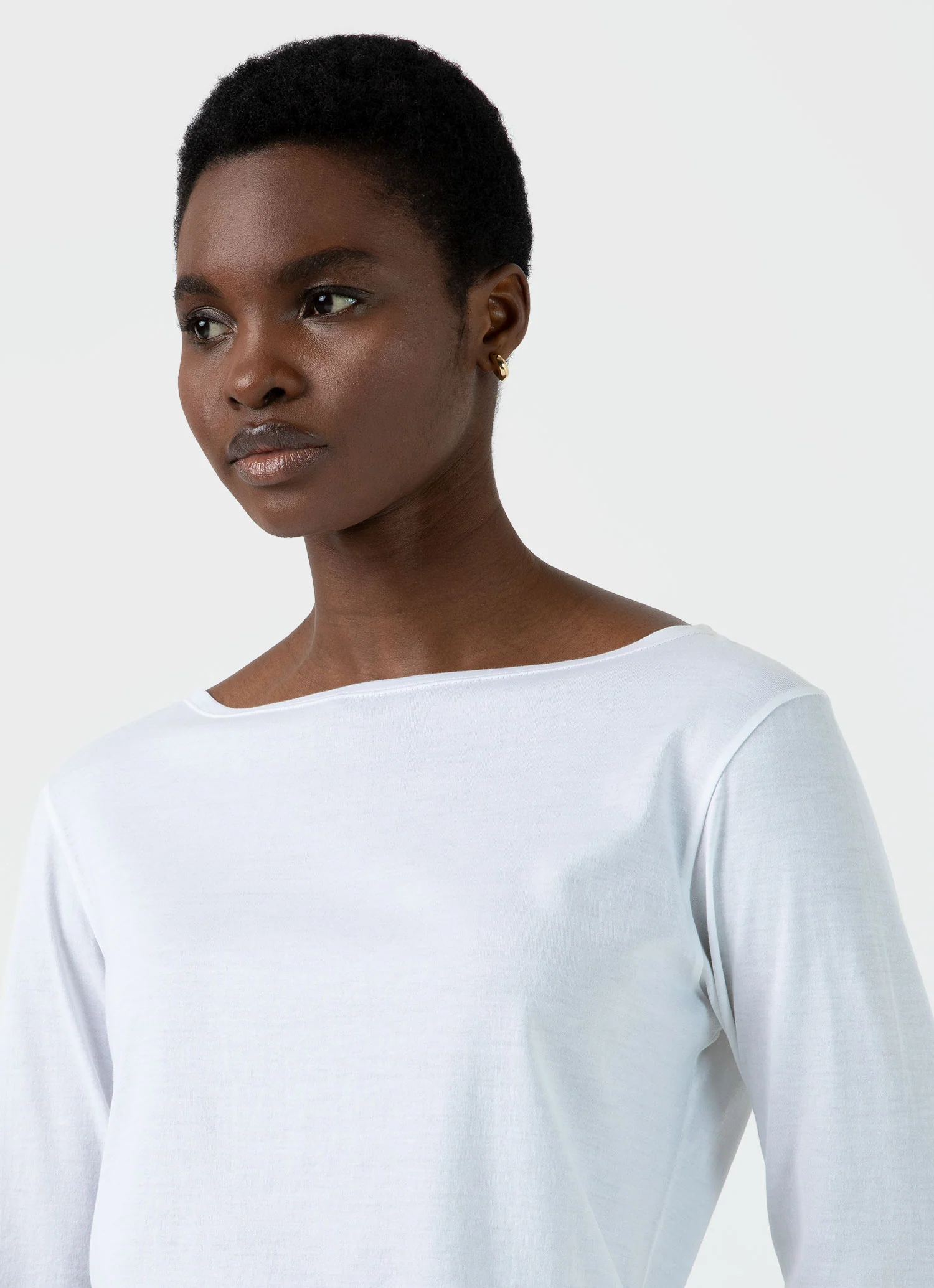 Women's Boat Neck T-shirt in White - Image 2