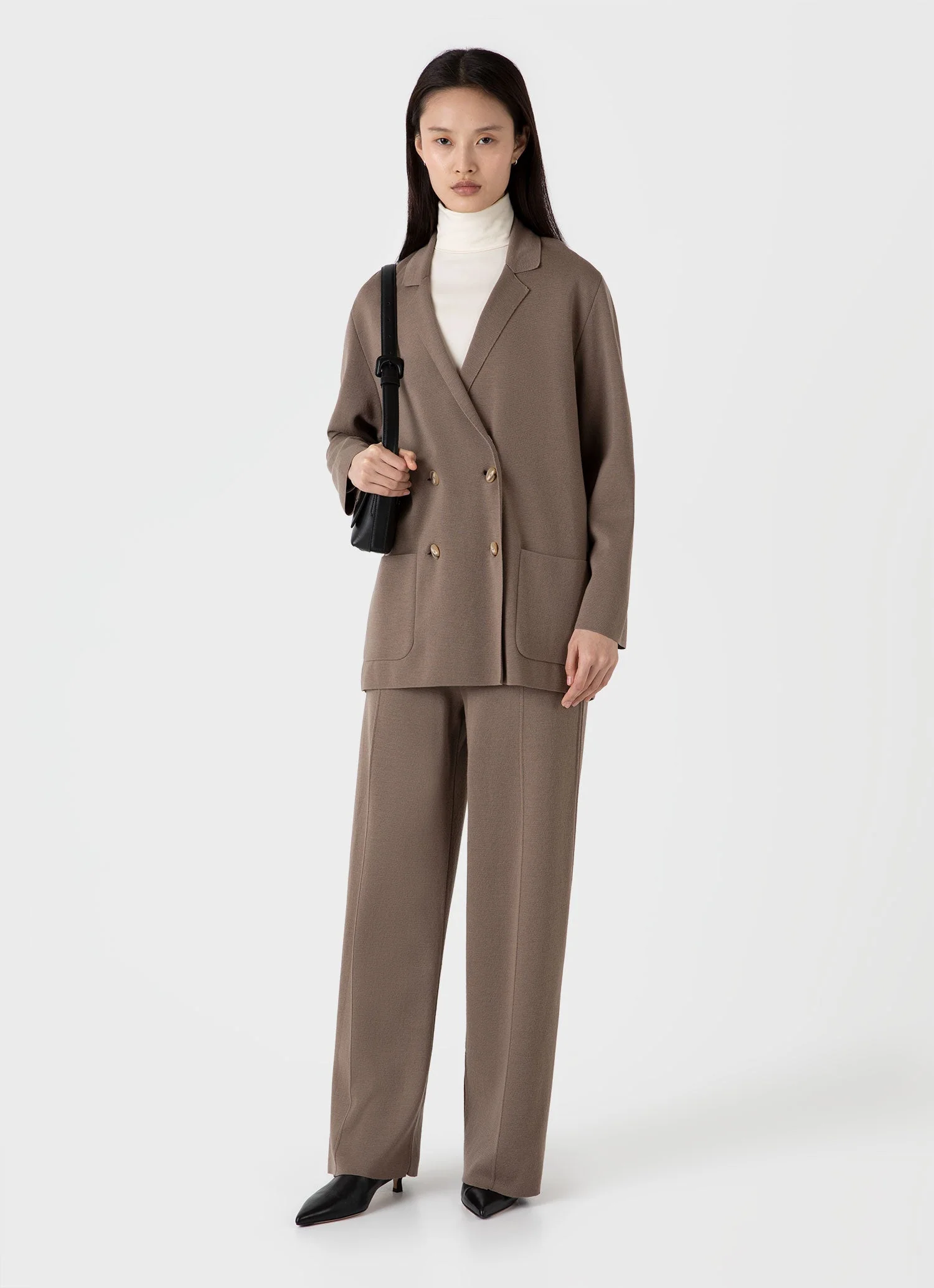 Women's Merino Milano Knit Blazer in Sandstone - Image 2