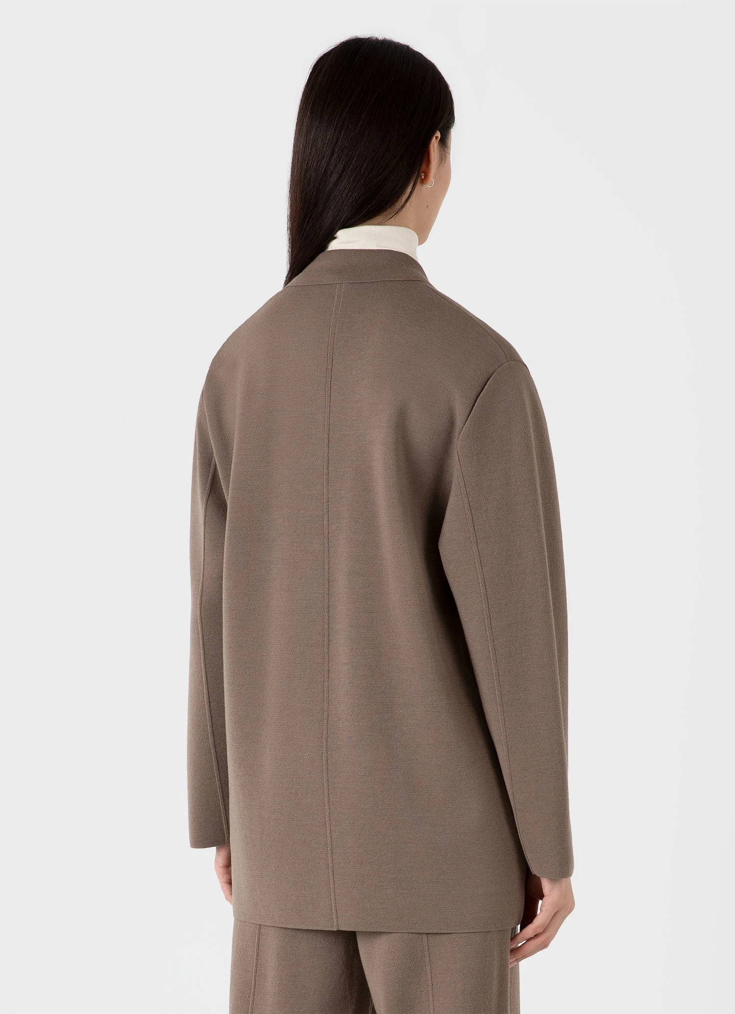 Women's Merino Milano Knit Blazer in Sandstone - Image 3