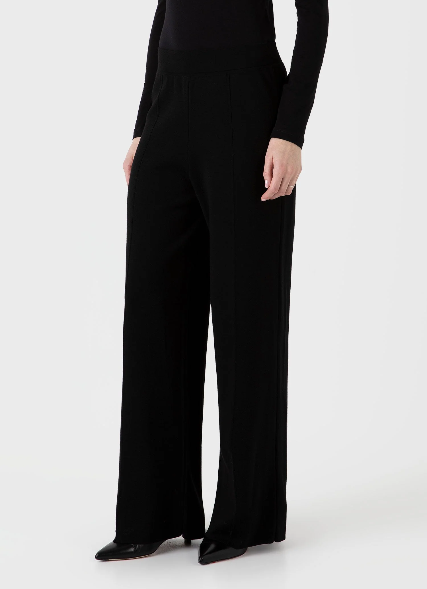 Women's Merino Milano Knit Trouser in Black - Image 2