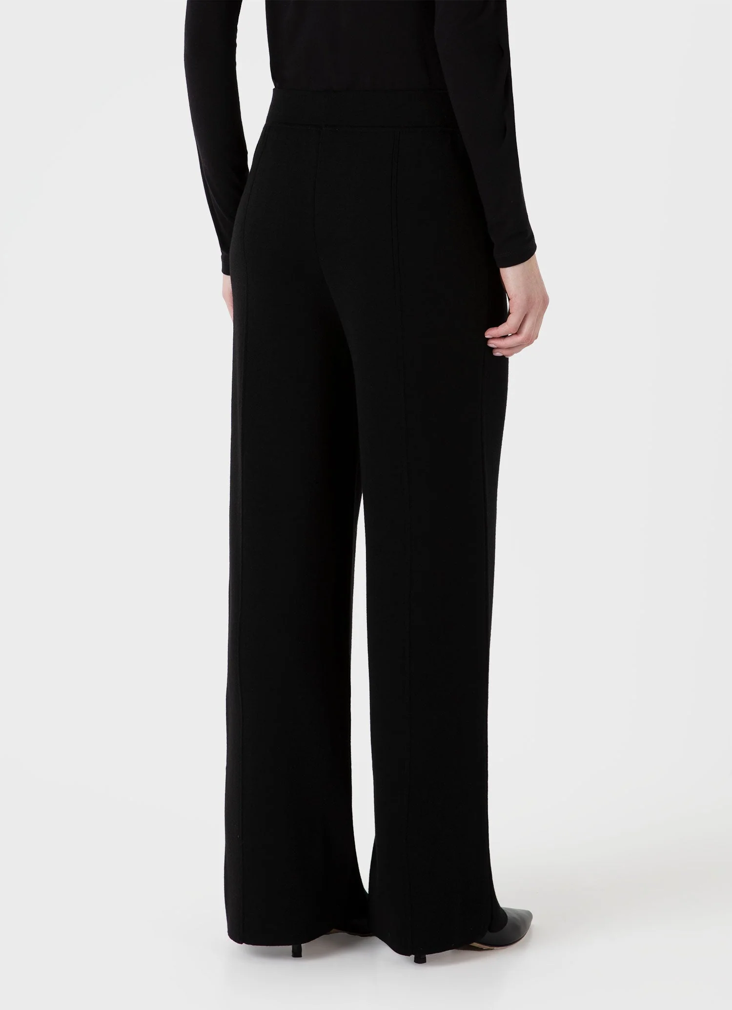 Women's Merino Milano Knit Trouser in Black - Image 3