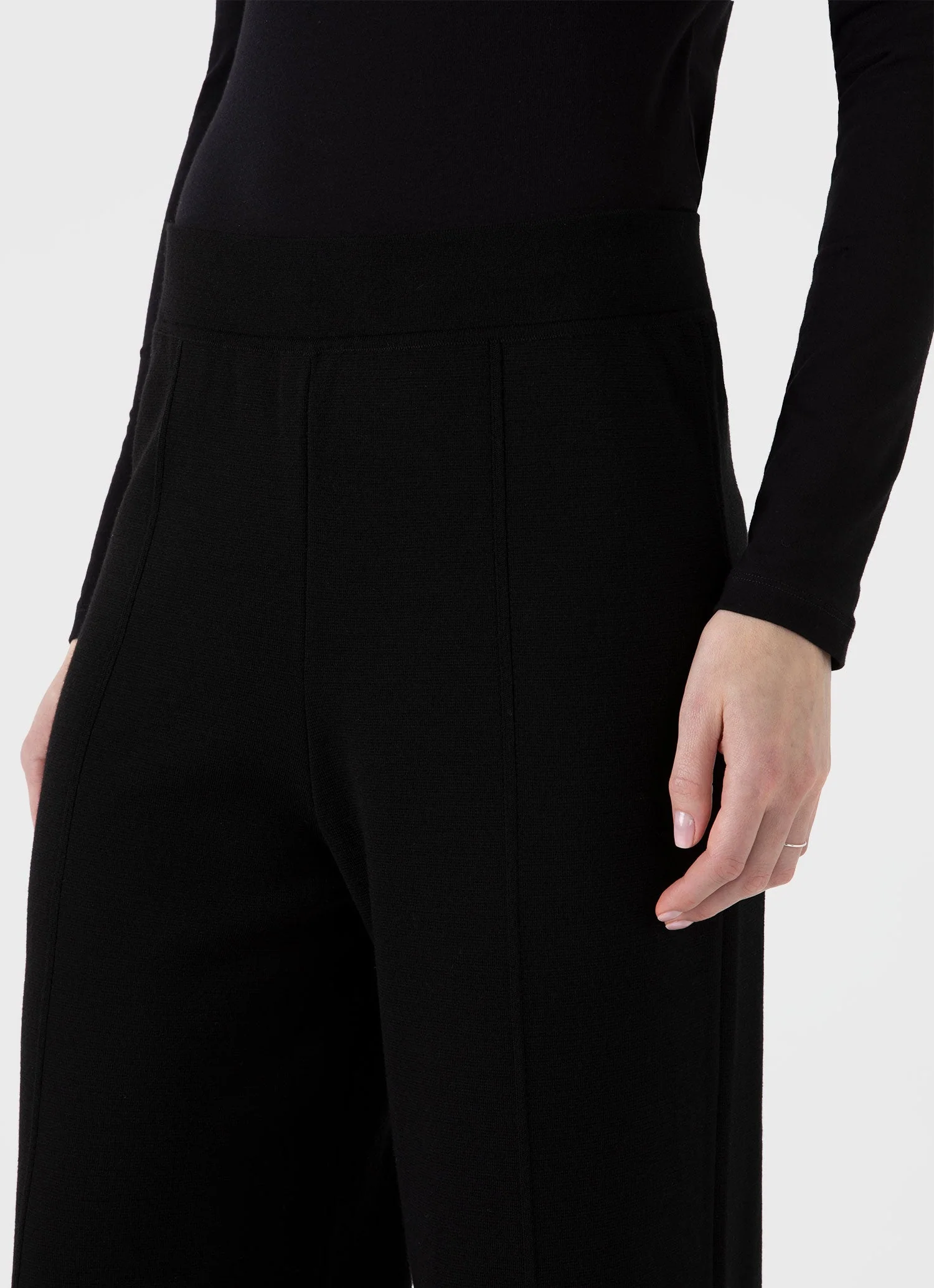 Women's Merino Milano Knit Trouser in Black - Image 4