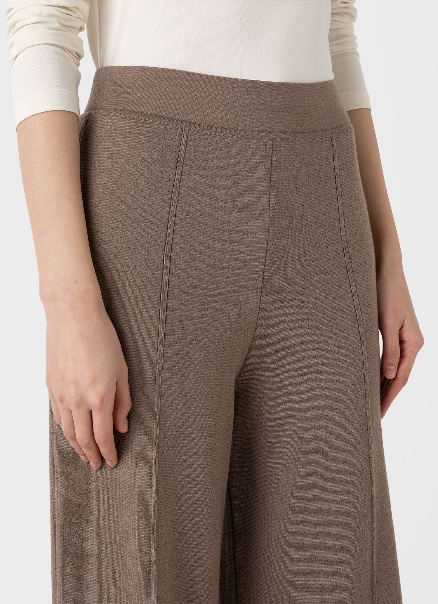 Women's Merino Milano Knit Trouser in Sandstone - Image 4