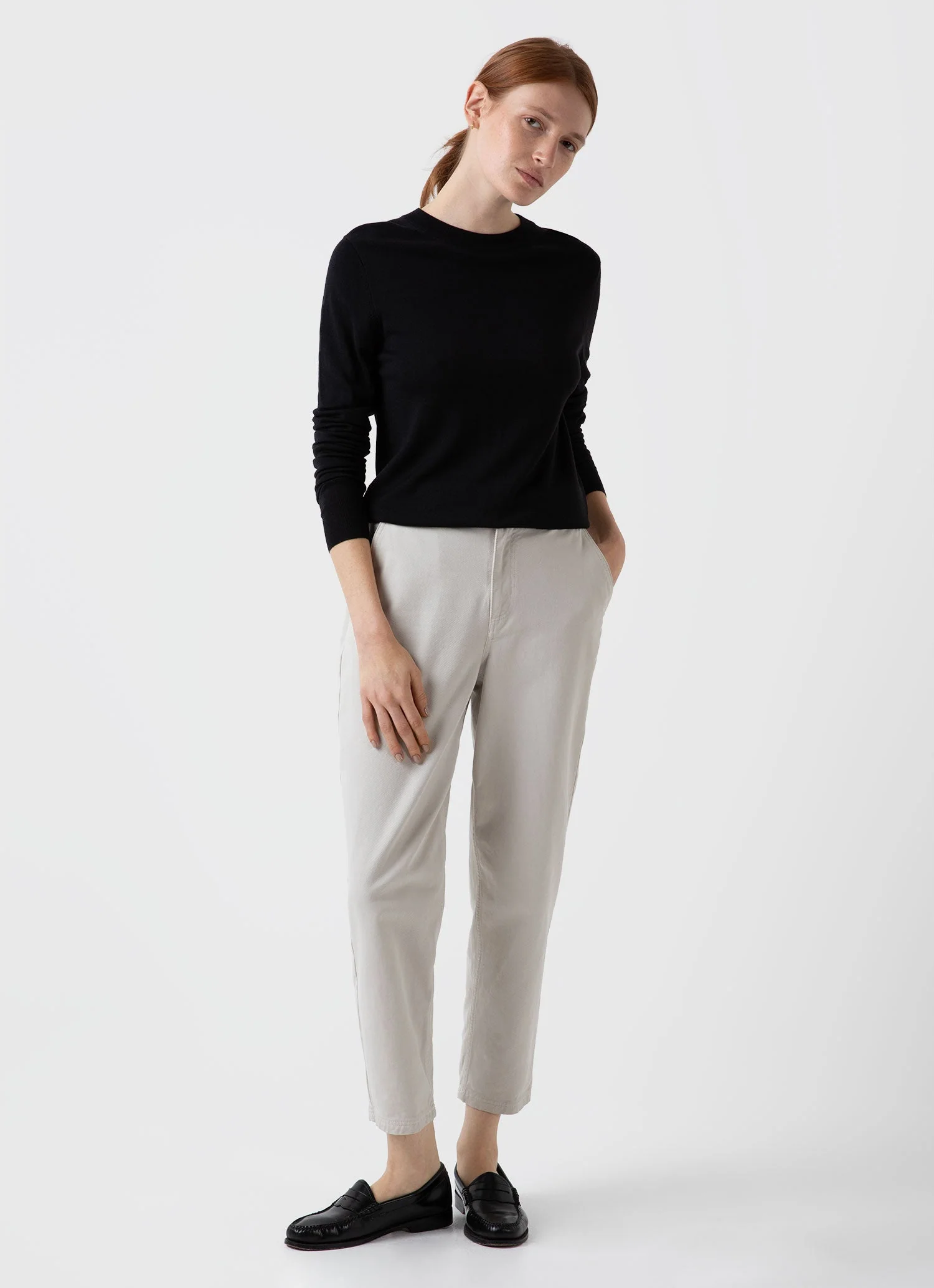 Women's Merino Silk Crew Neck jumper in Black - Image 3
