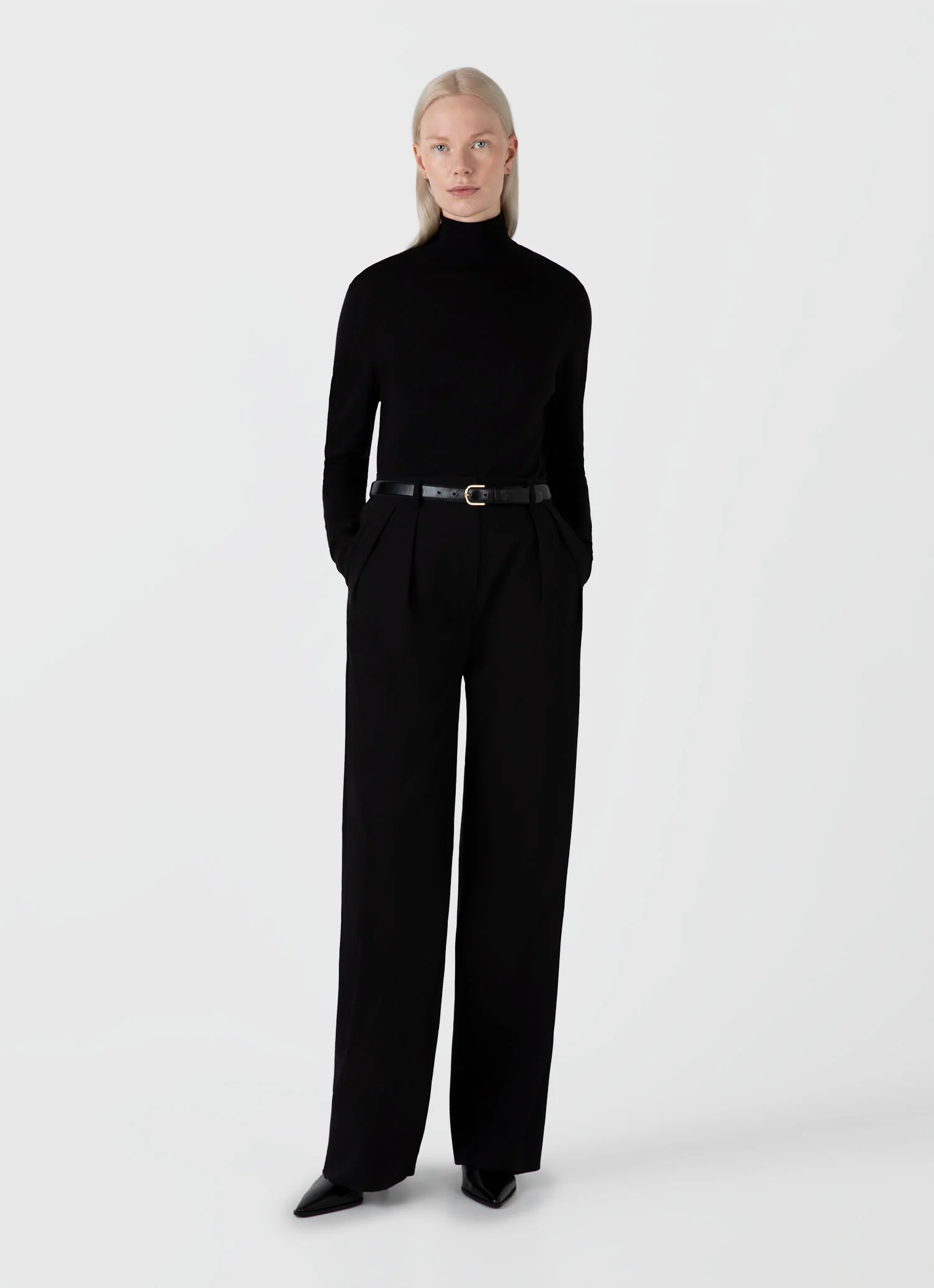 Women's Merino Silk Roll Neck Jumper in Black - Image 2
