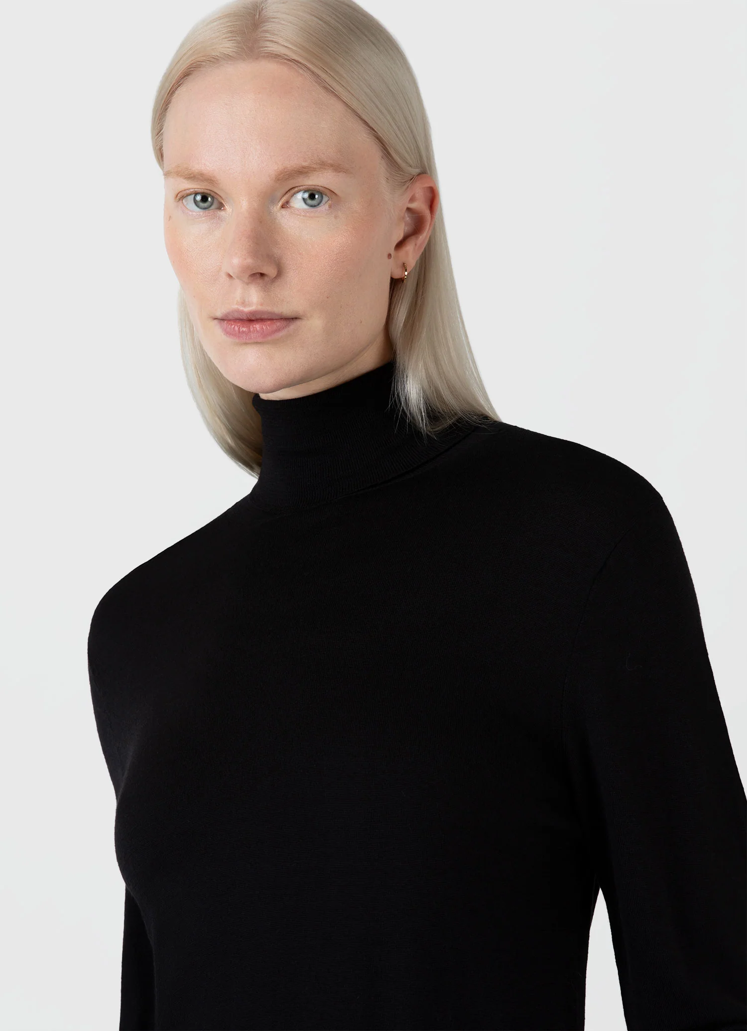 Women's Merino Silk Roll Neck Jumper in Black - Image 4