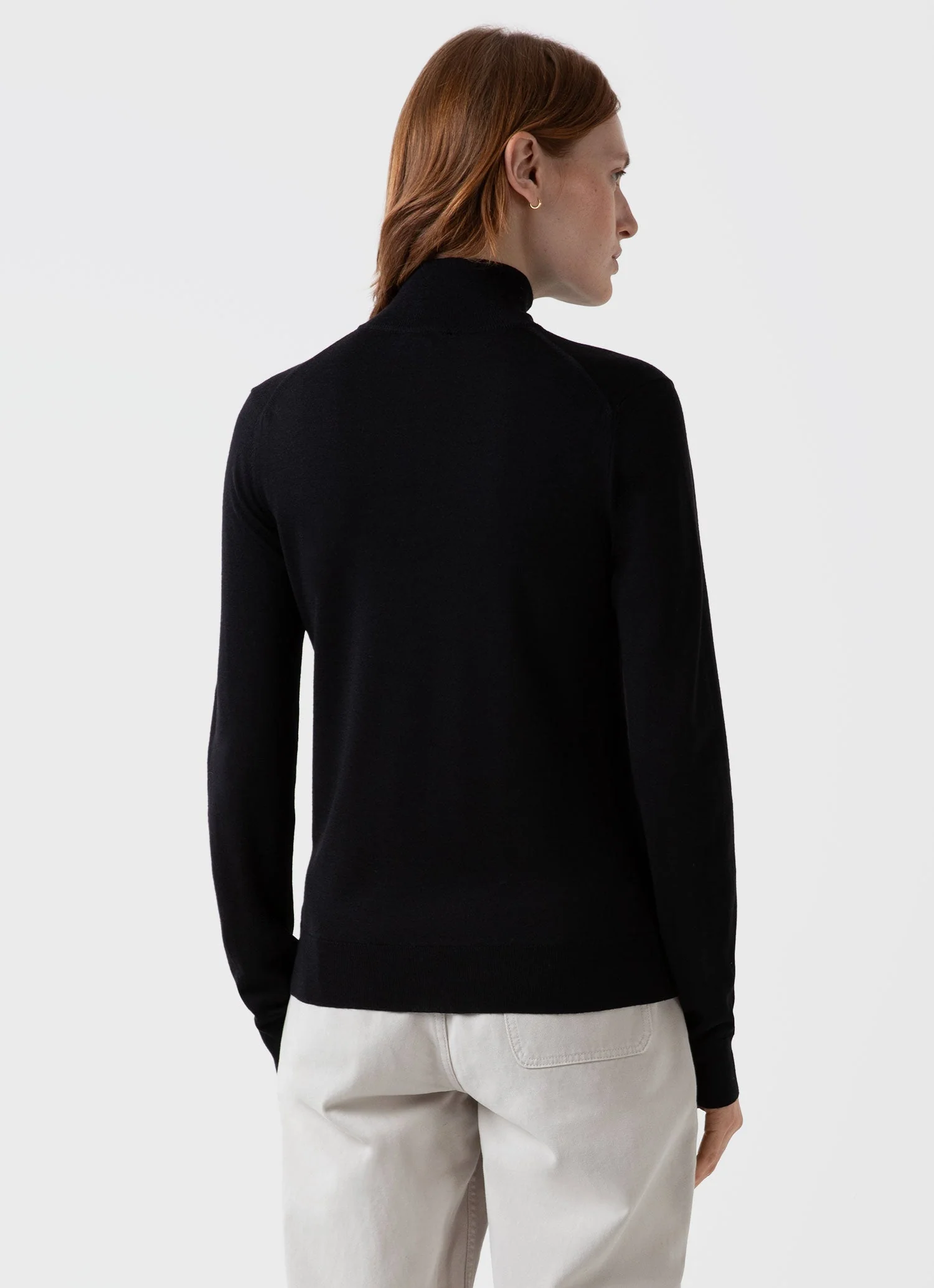 Women's Merino Silk Zip Neck Jumper in Black - Image 4