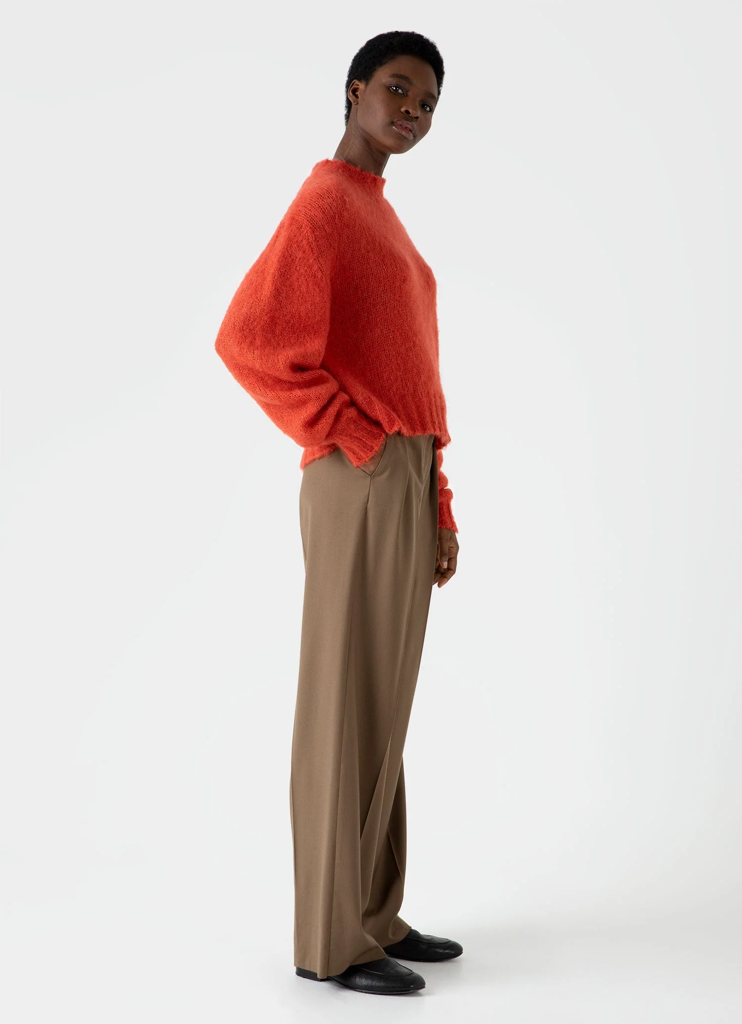 Women's Mohair Crew Neck Jumper in Magma - Image 3