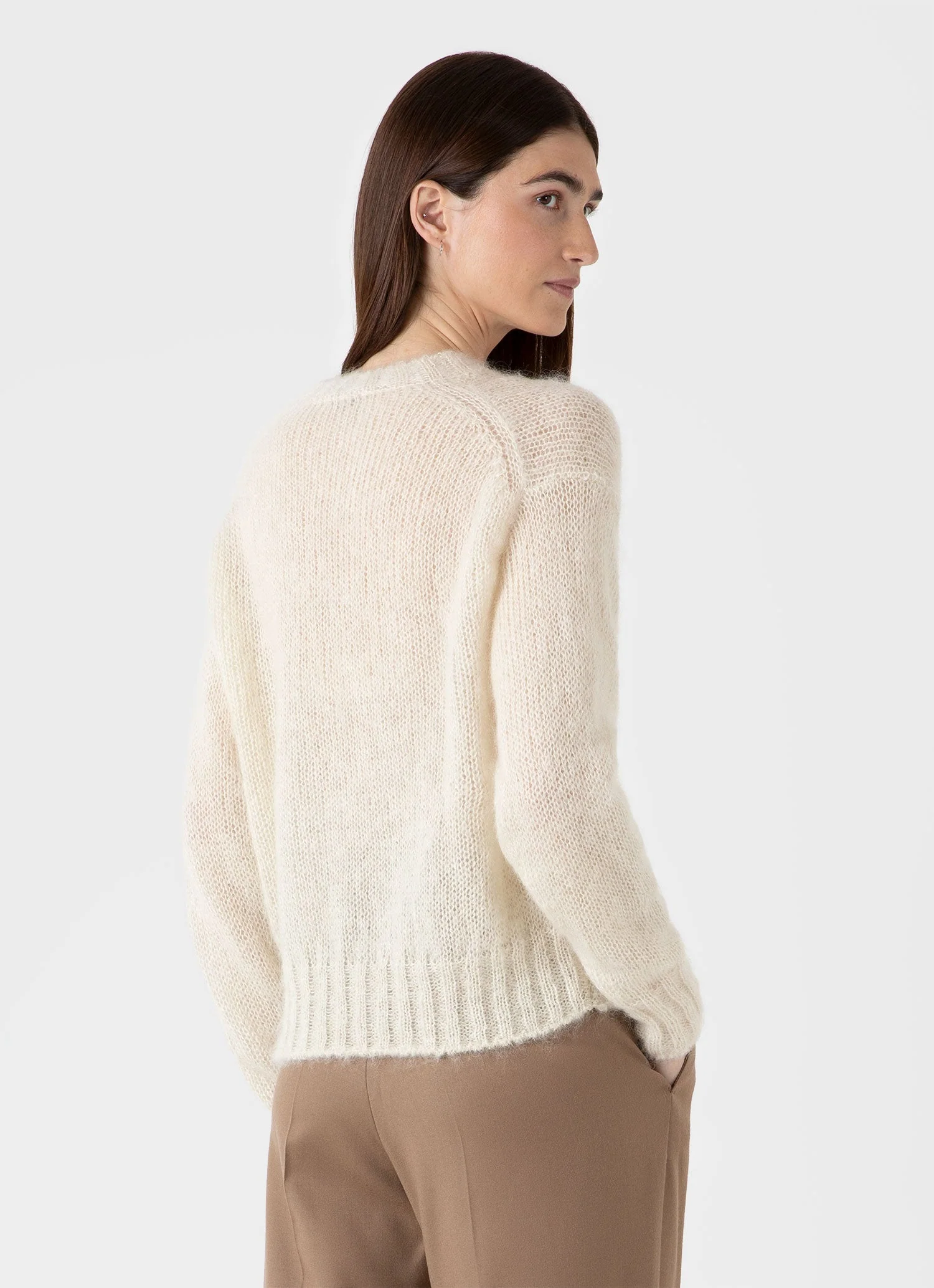 Women's Mohair Silk Jumper in Ecru - Image 3