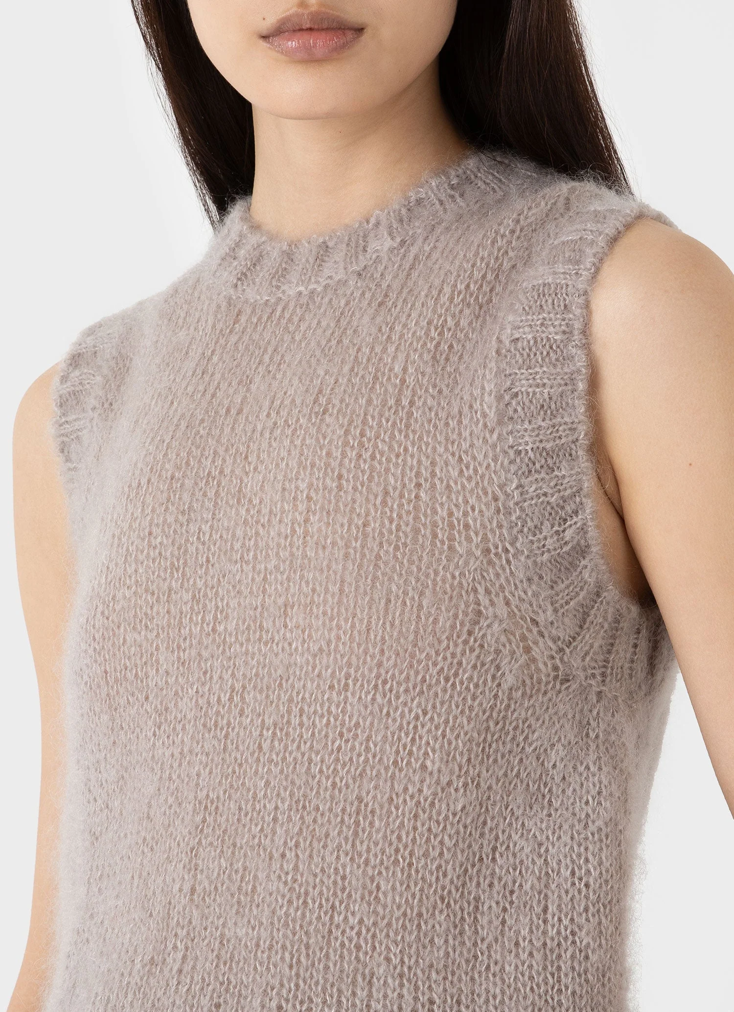 Women's Mohair Silk Vest in Sandstone - Image 4