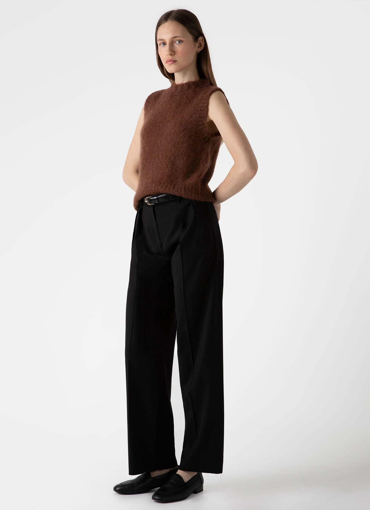 Women's Mohair Vest in Mid Camel - Image 2