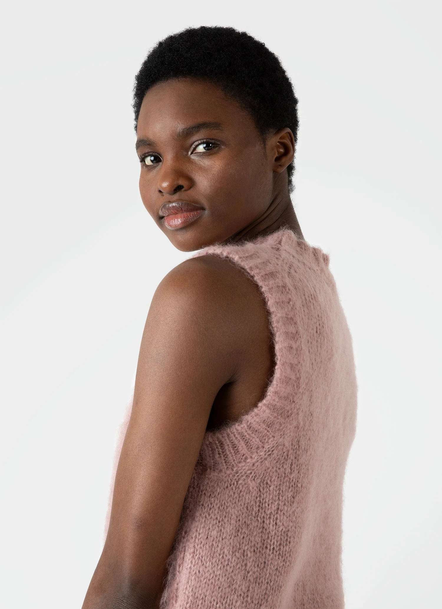 Women's Mohair Vest in Vintage Pink - Image 3