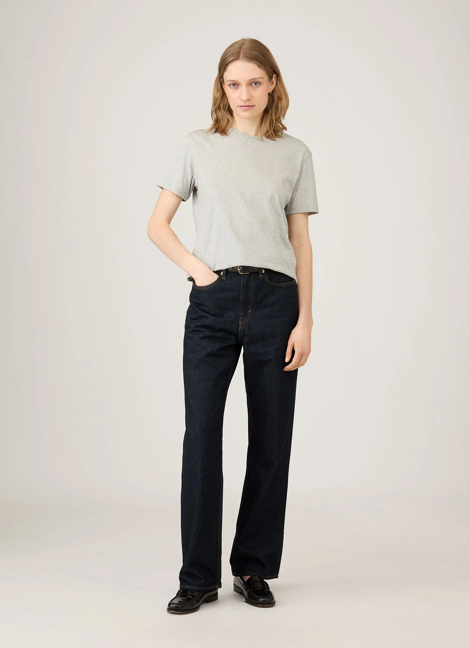 Women's Boy Fit T-shirt in Grey Melange - Image 2