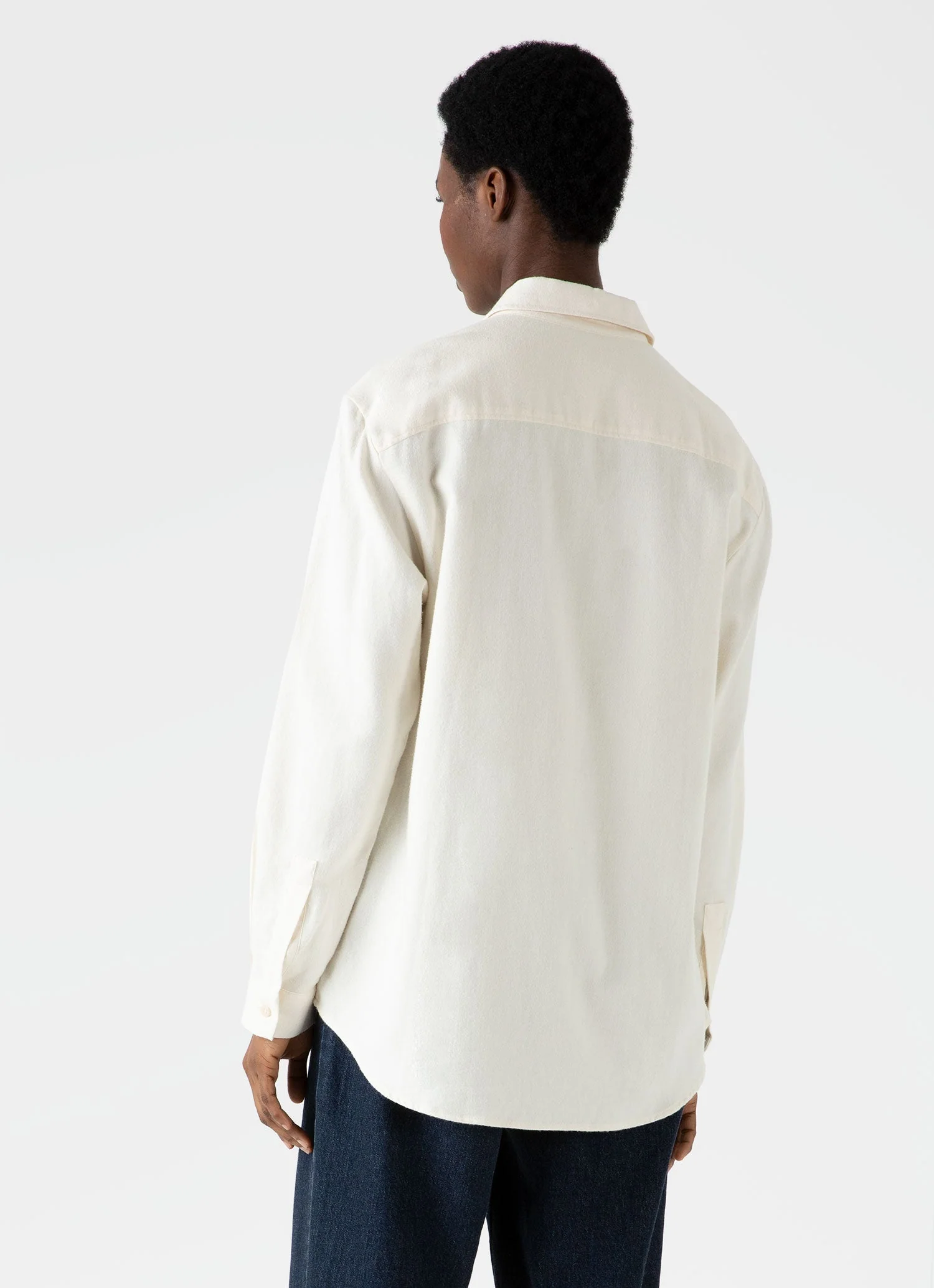 Women's Oversized Flannel Shirt in Ecru - Image 4