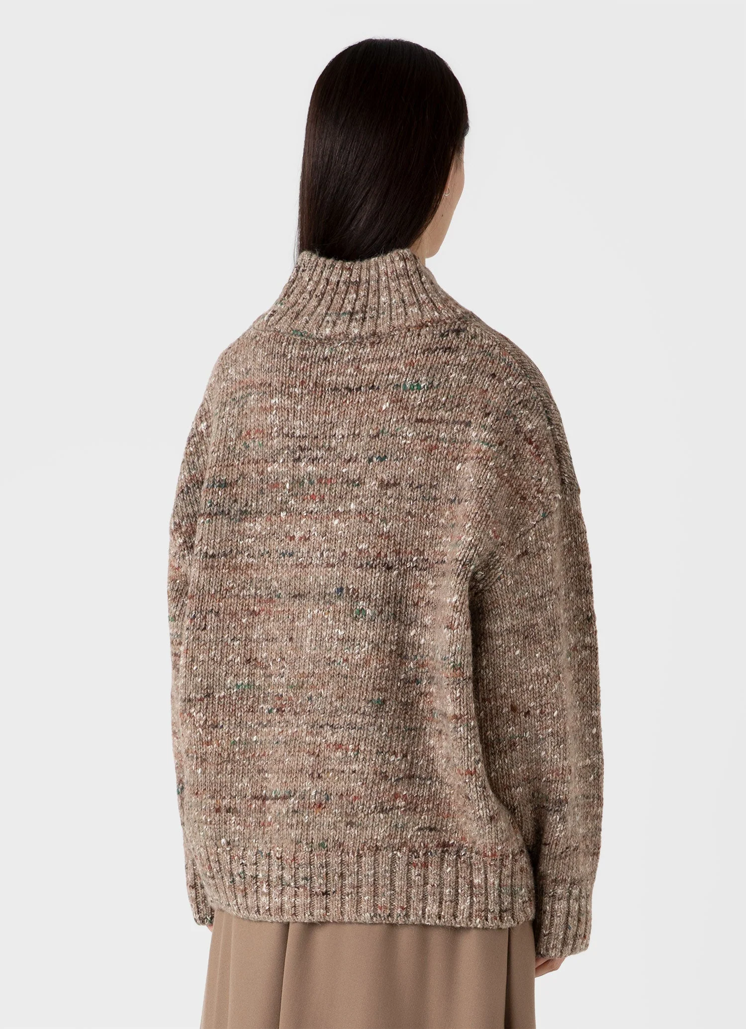 Women's Oversized Textured Jumper in Camel Donegal - Image 3