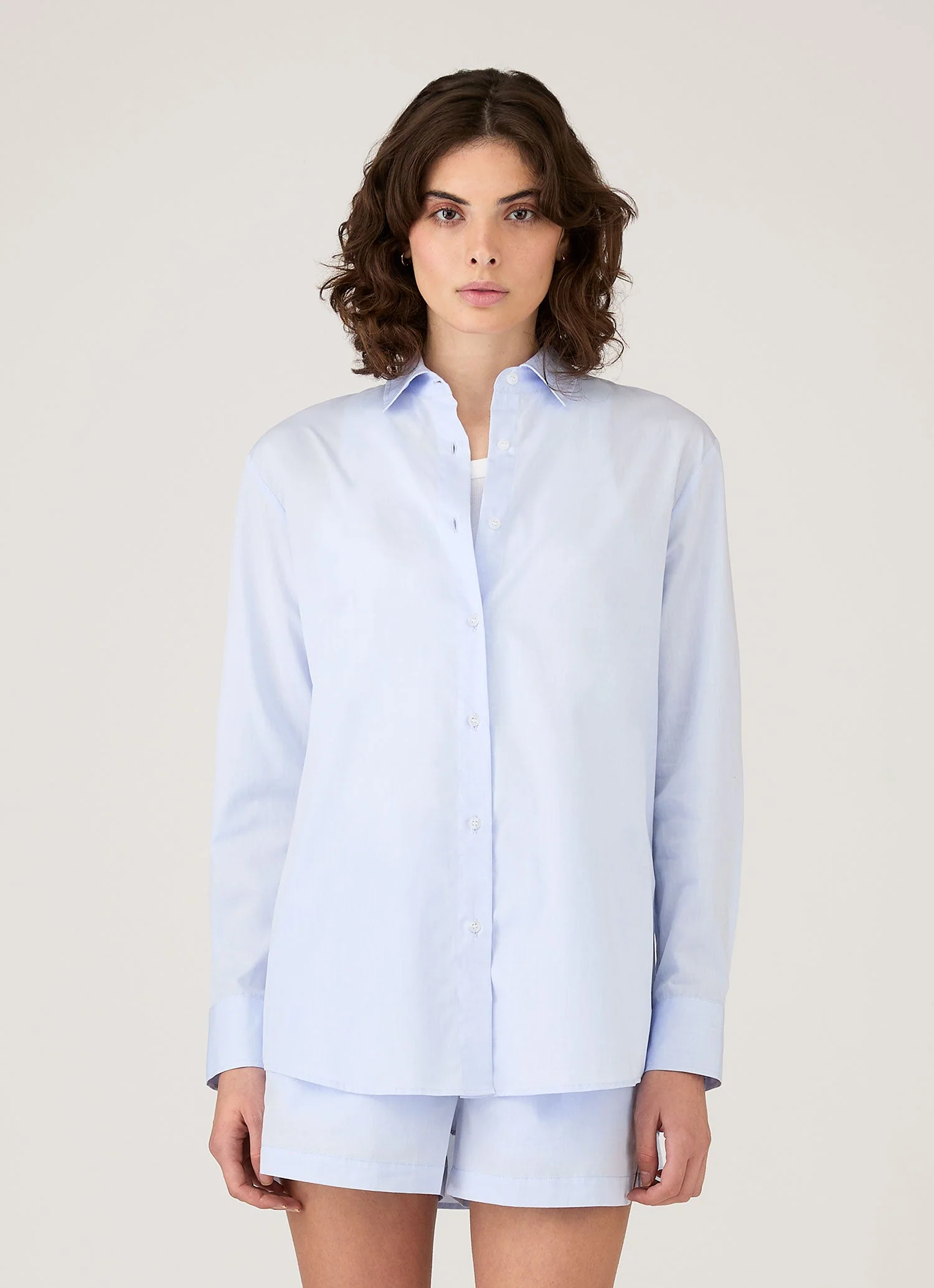 Women's Relaxed Poplin Shirt in Pastel Blue