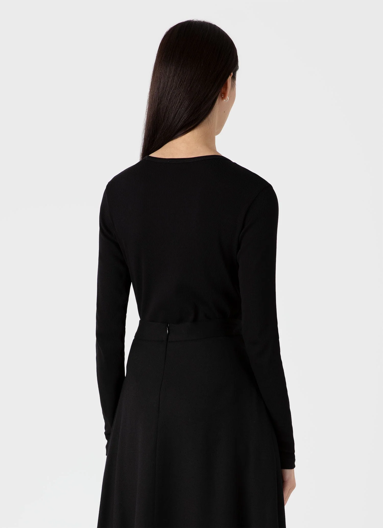 Women's Rib Henley in Black - Image 3