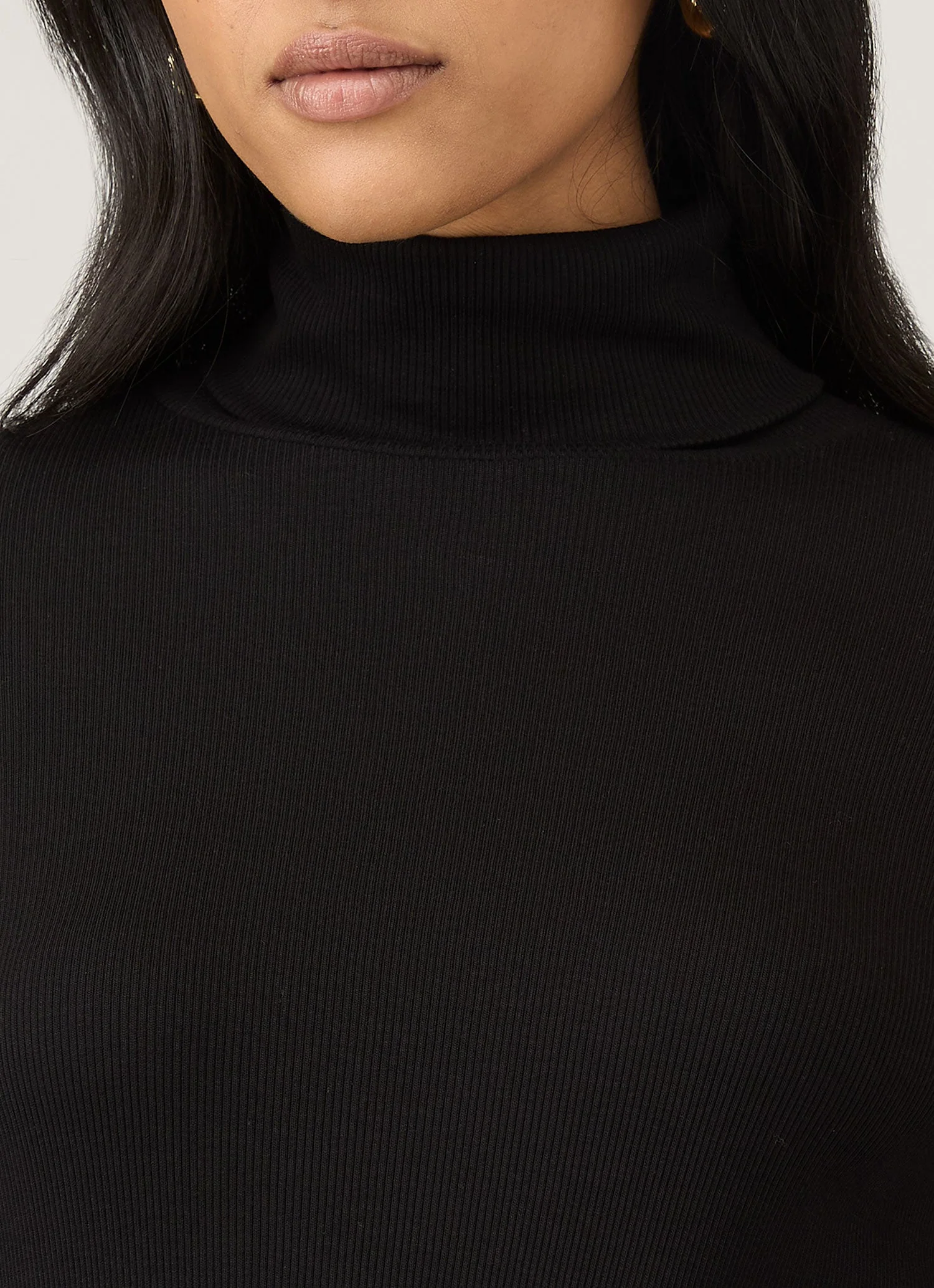 Women's Ribbbed Roll Neck in Black - Image 4