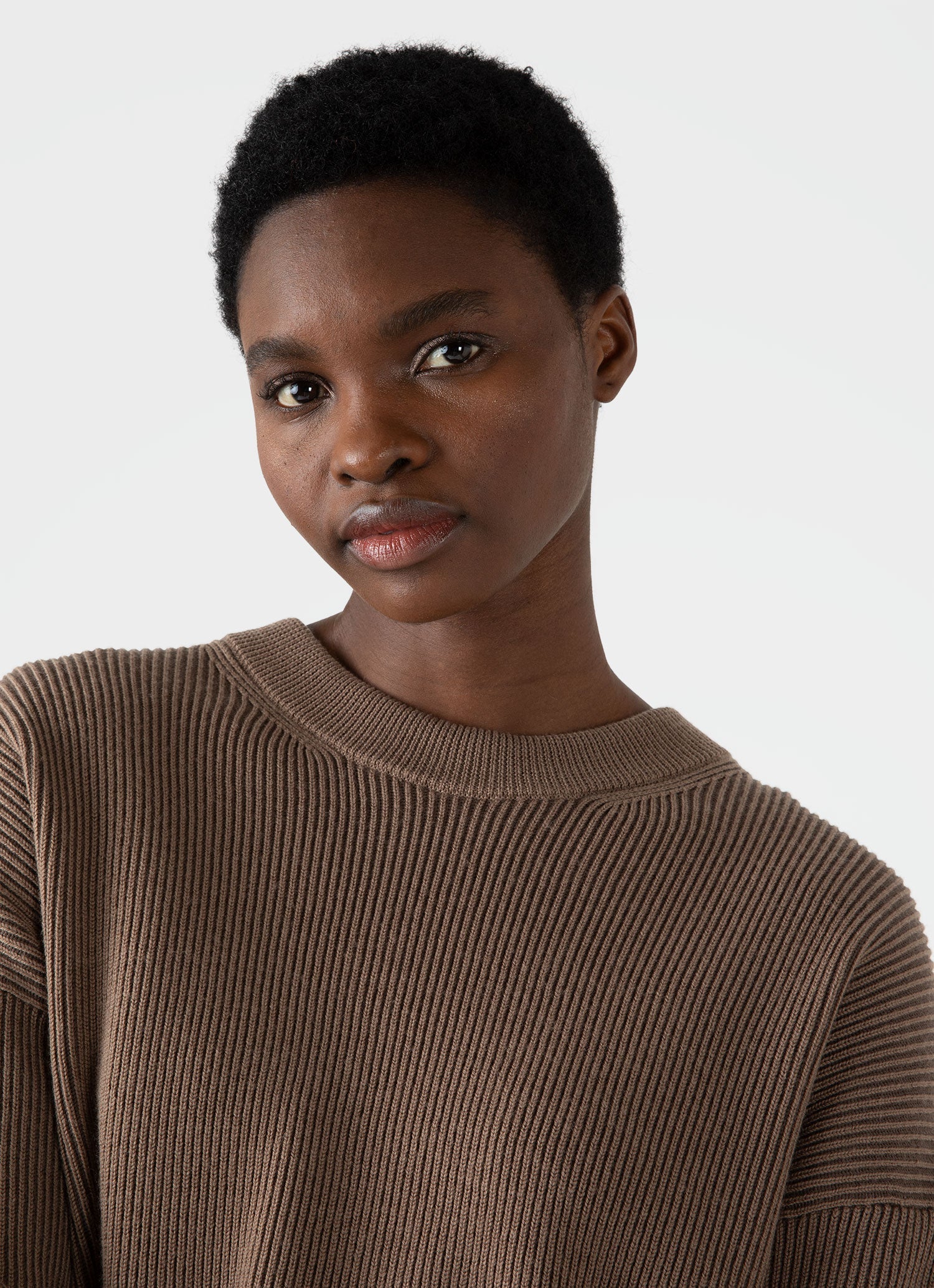 Women's Ribbed Crew Neck Jumper in Cedar - Image 3