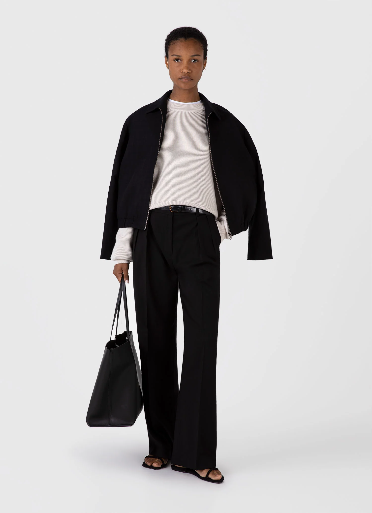Women's Ribbed Crew Neck Jumper in Ecru - Image 2