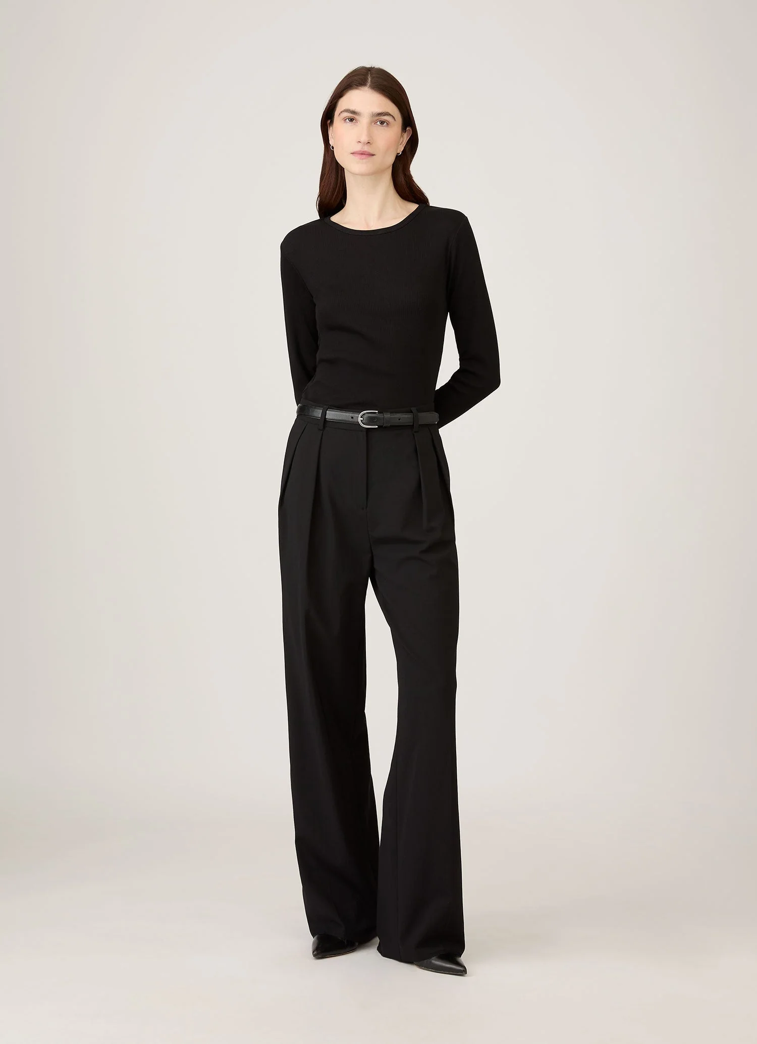 Women's Ribbed Long Sleeve T-shirt in Black - Image 2