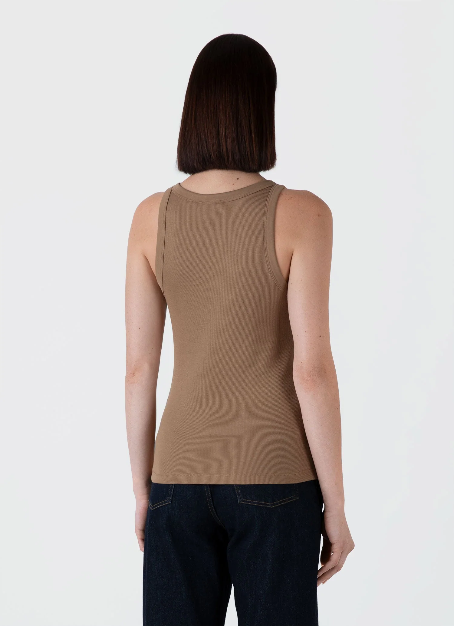 Women's Ribbed Tank Top in Almond - Image 3
