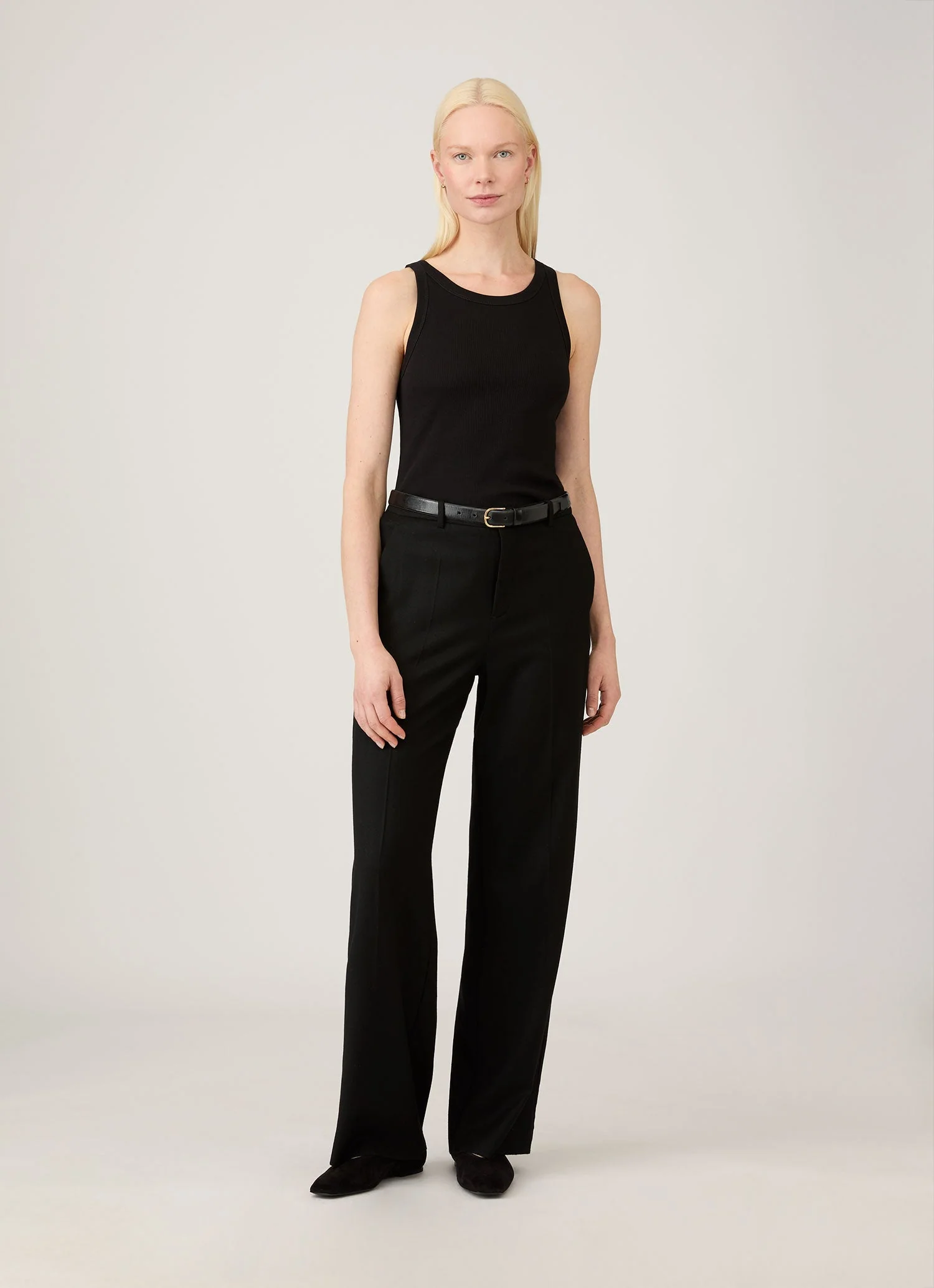 Women's Ribbed Tank Top in Black - Image 2