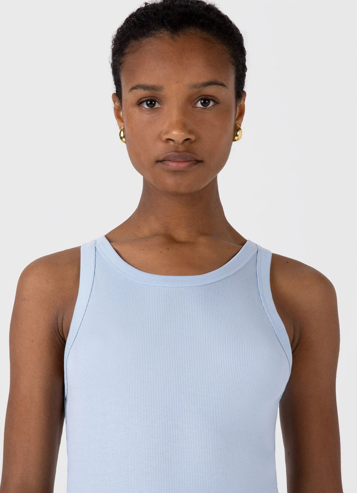 Women's Ribbed Tank Top in Blue Mist - Image 4