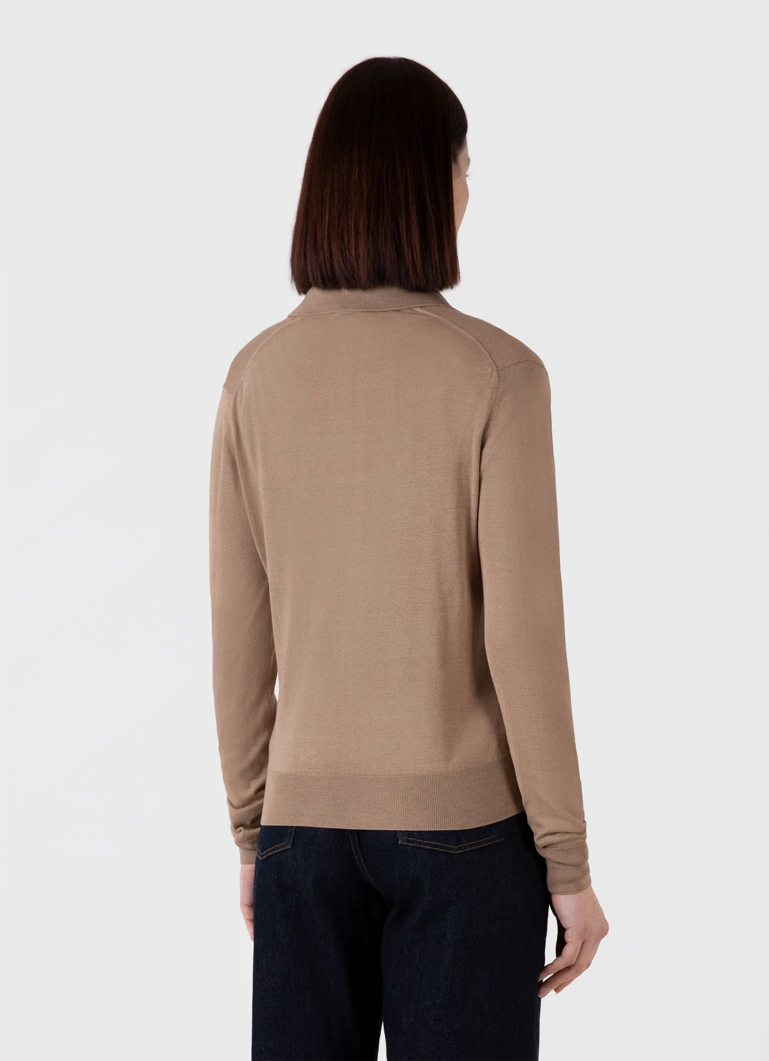 Women's Mulberry Silk Polo in Oat - Image 3