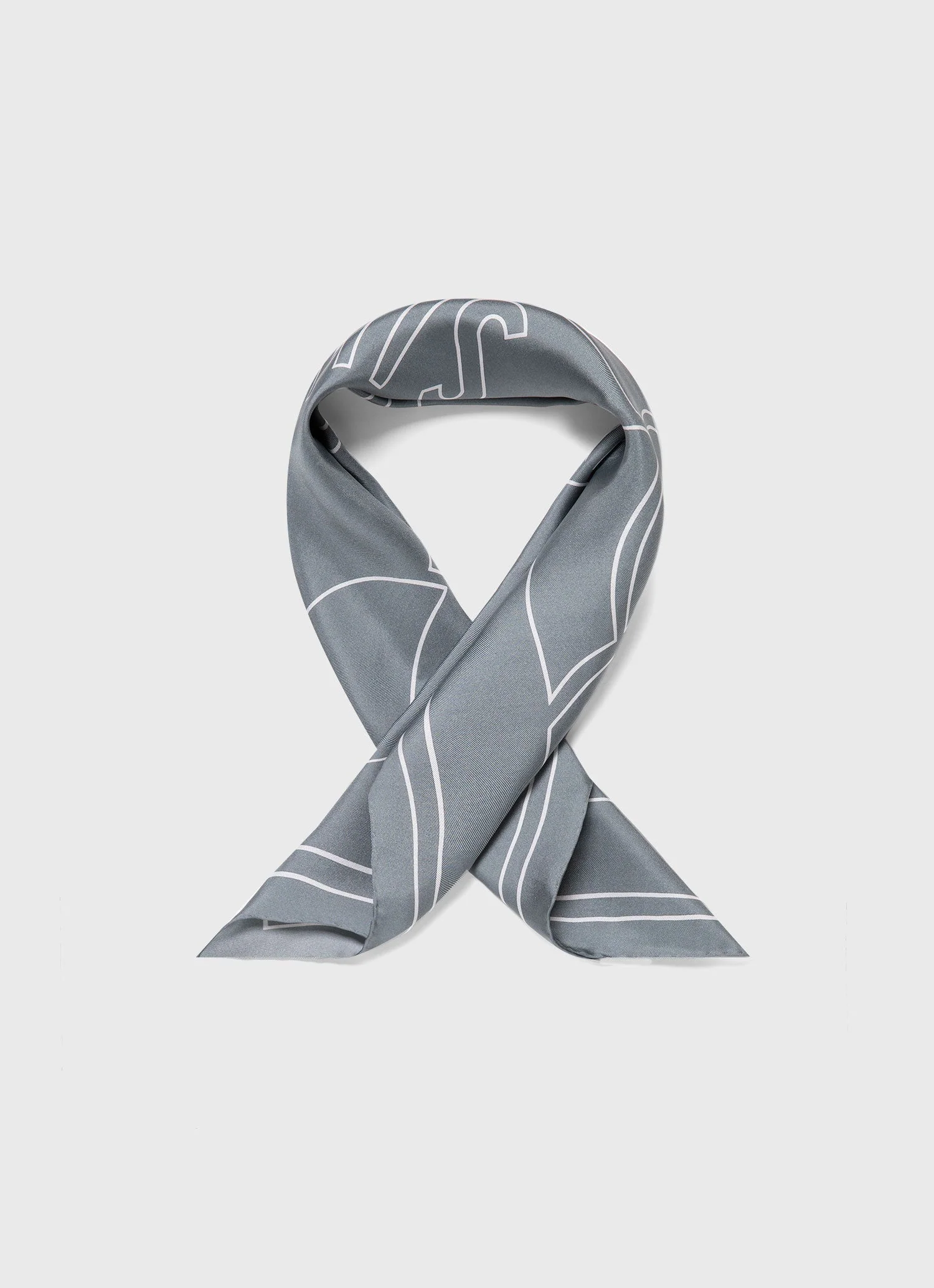 Women's Silk Scarf in Smoke Green Linear Archive Print - Image 2