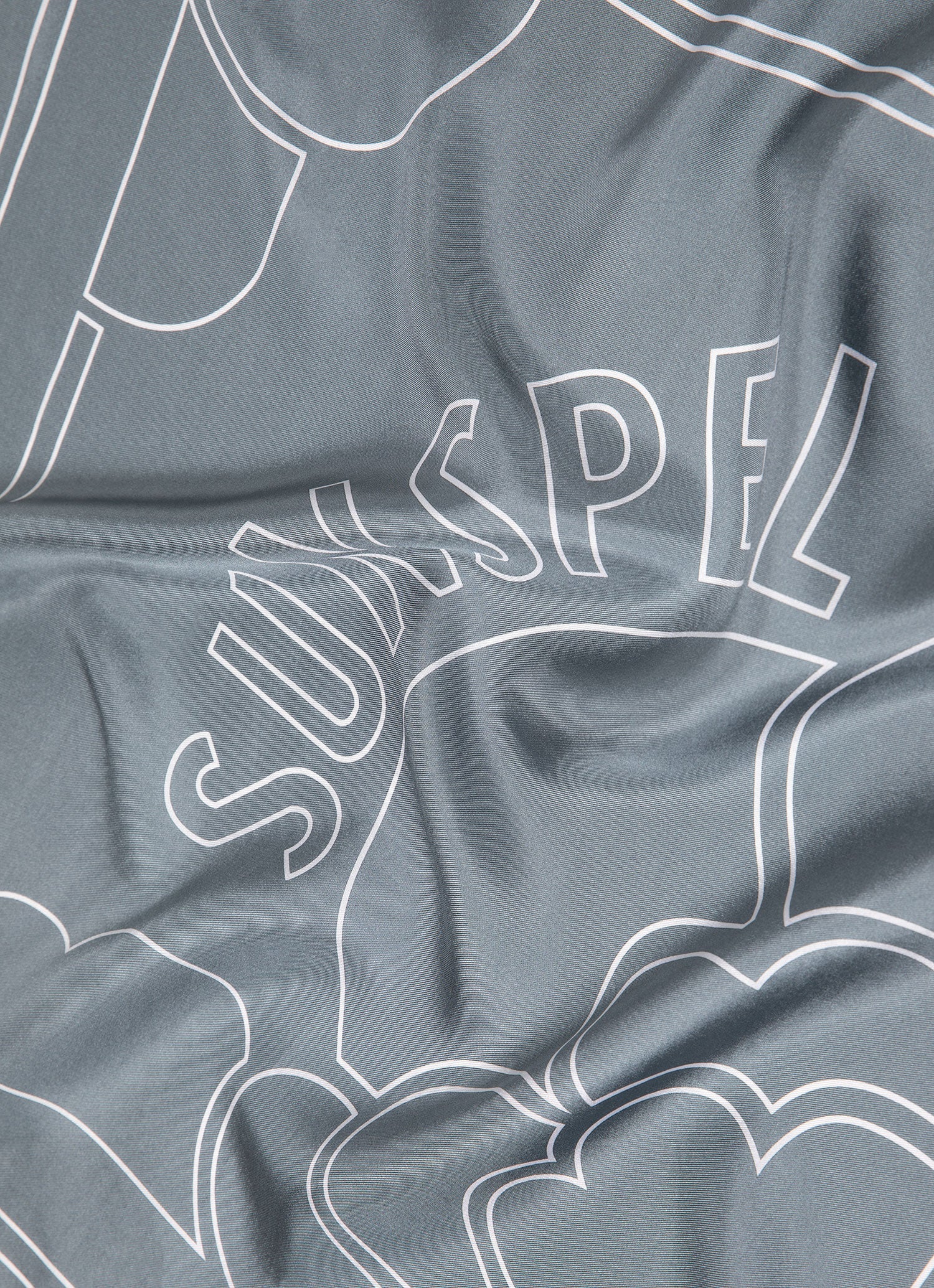 Women's Silk Scarf in Smoke Green Linear Archive Print - Image 3