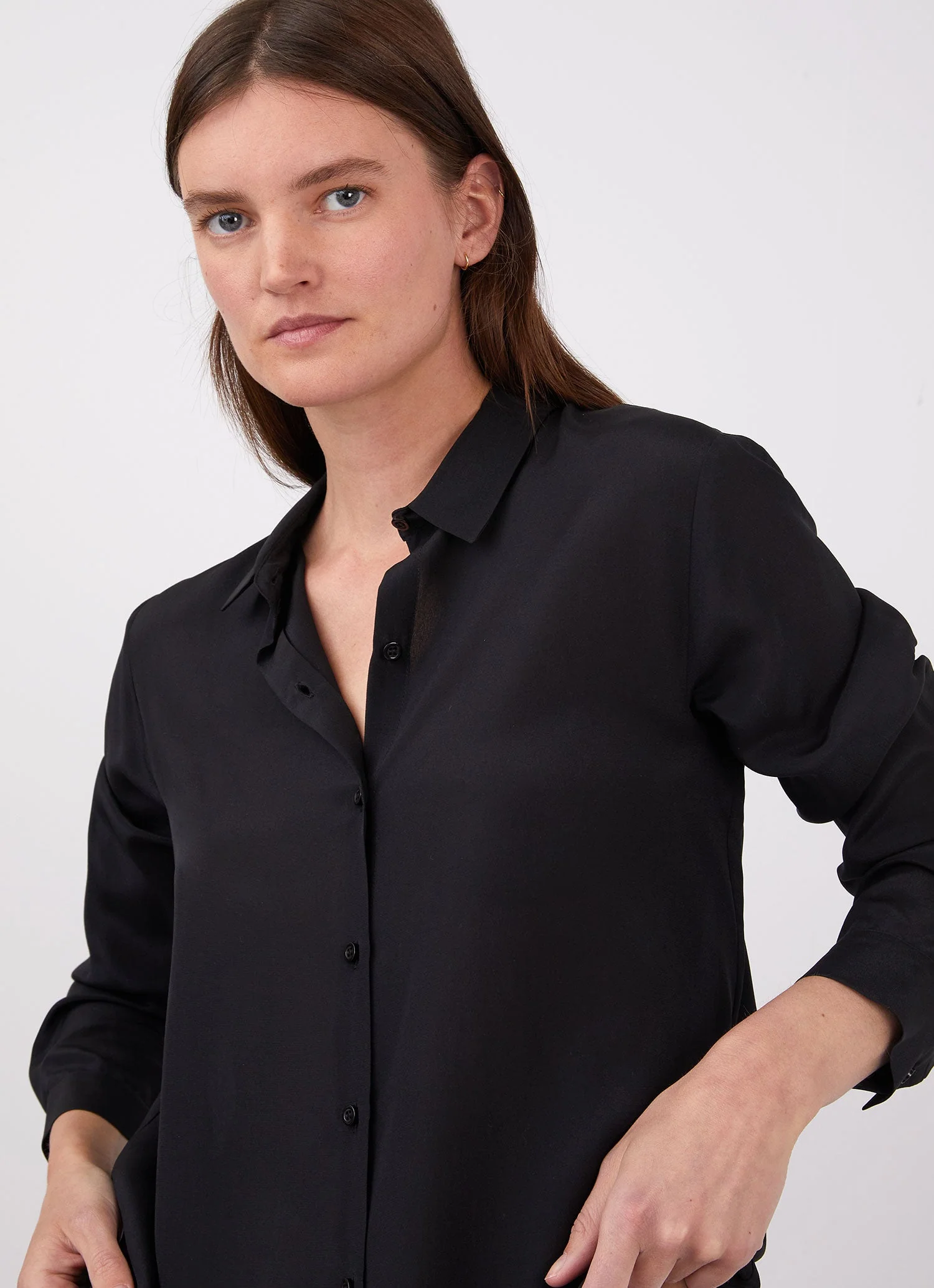 Women's Silk Blouse in Black - Image 2