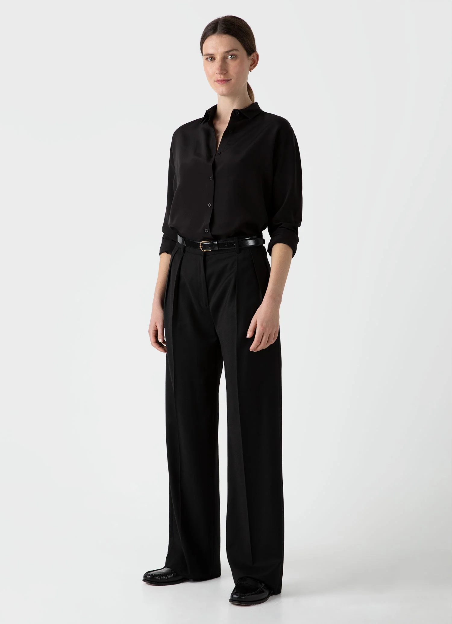 Women's Silk Shirt in Black - Image 2