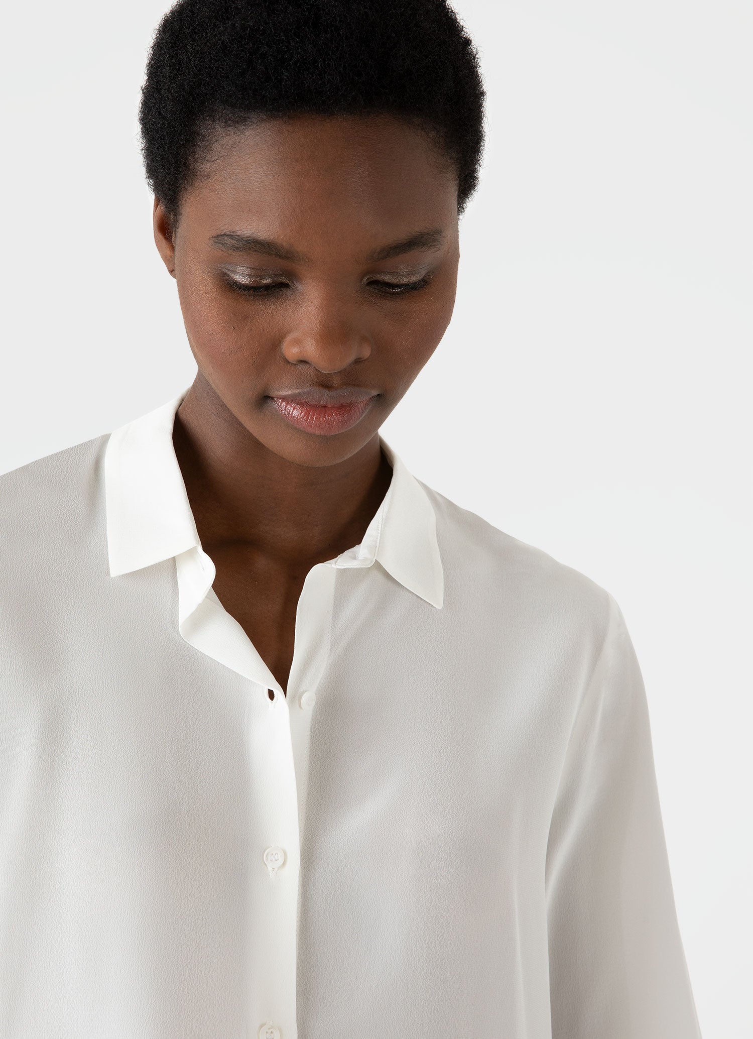 Women's Silk Shirt in Ecru - Image 2