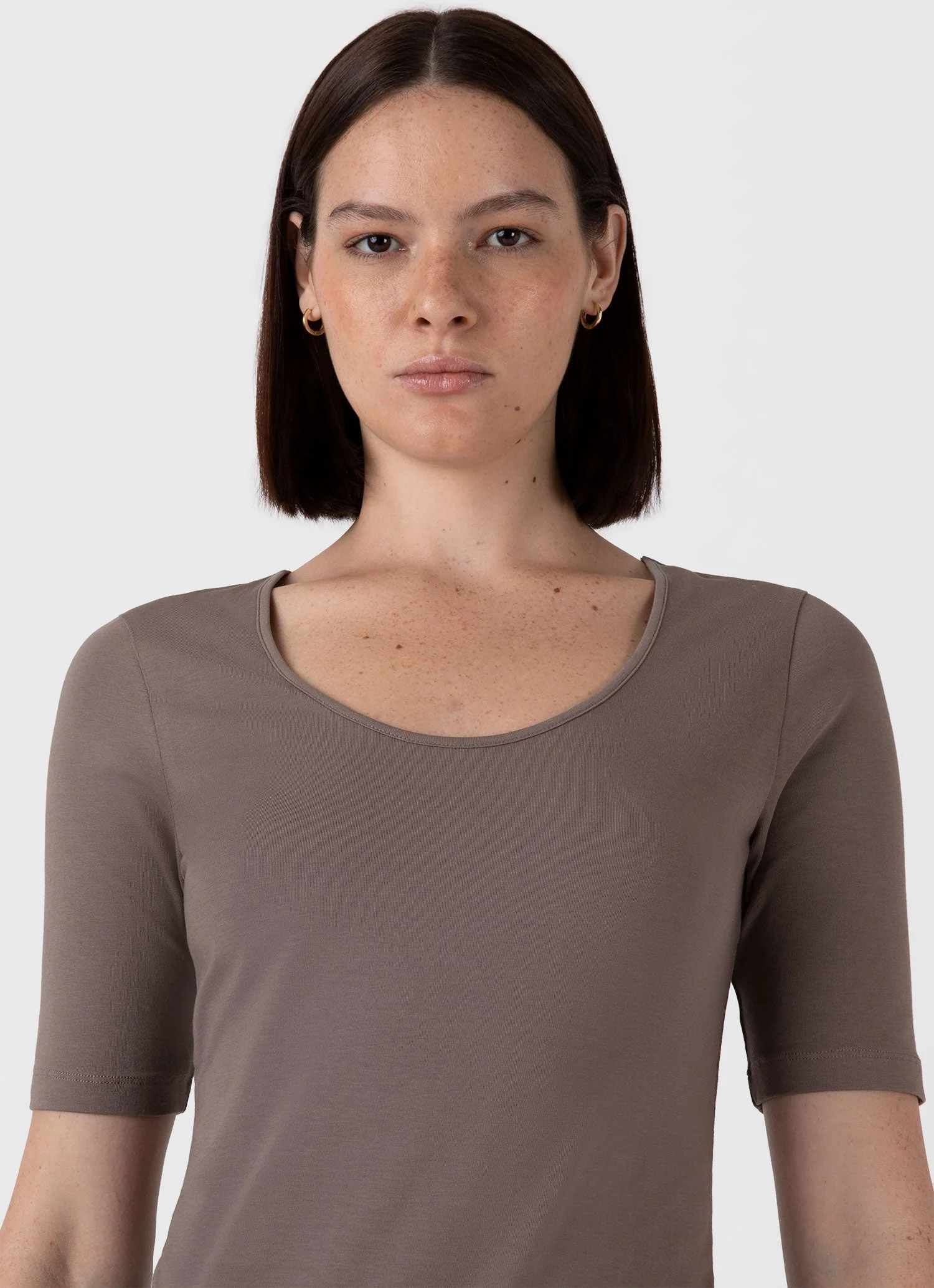 Women's Stretch Cotton Scoop Top in Cedar - Image 4