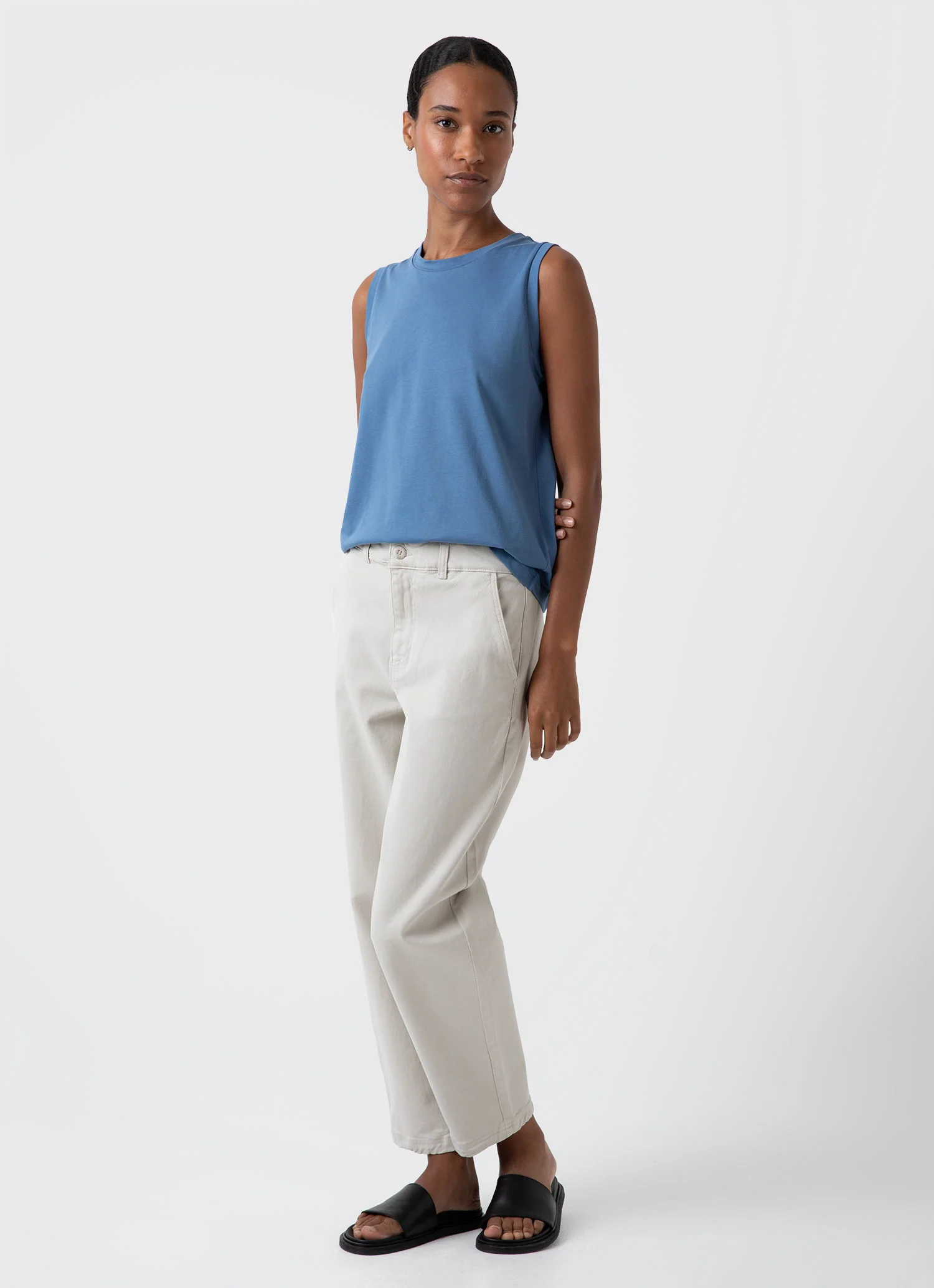 Women's Boy Fit Tank in Bluestone - Image 3
