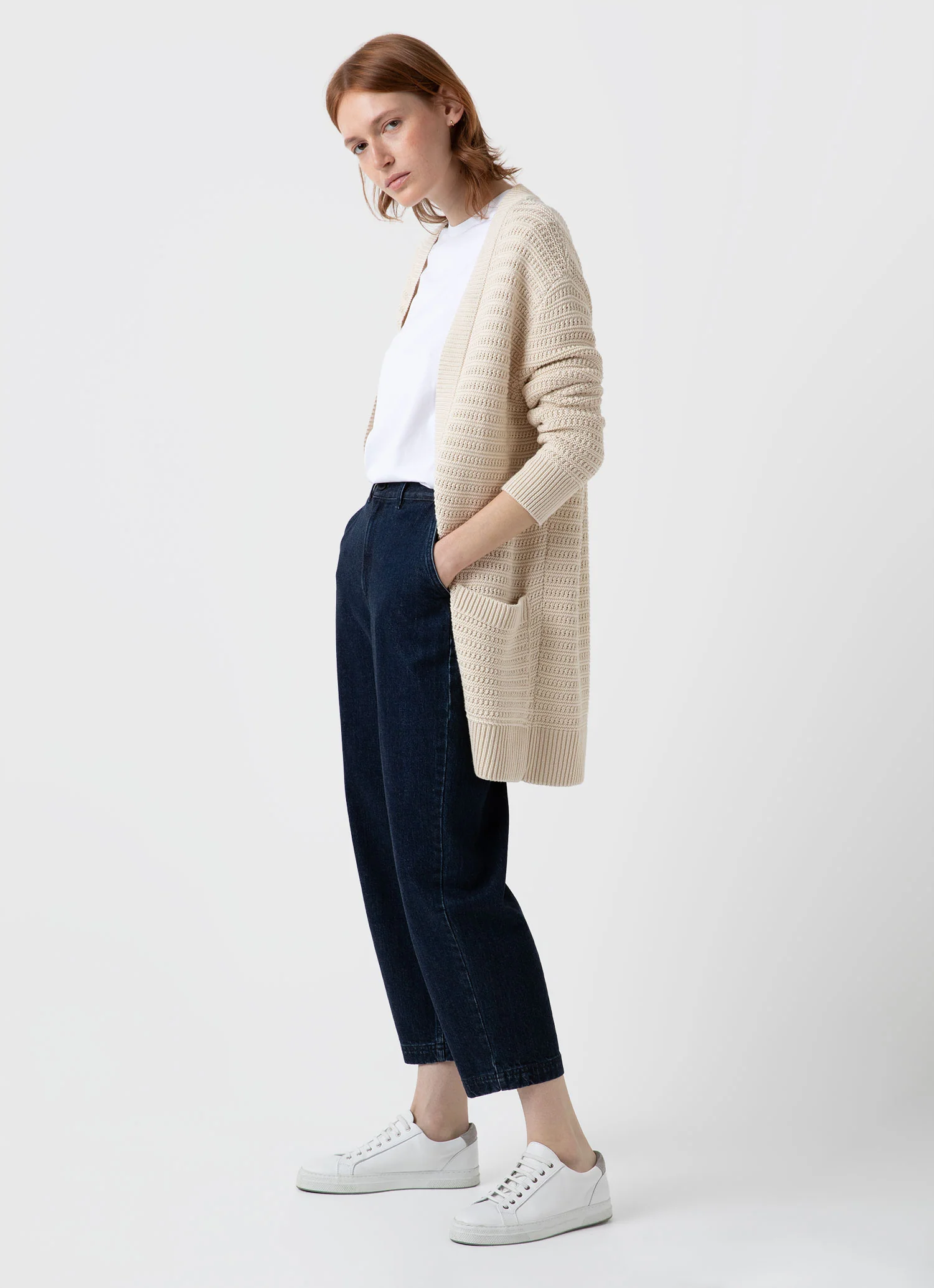 Women's Textured Cardigan in Ecru - Image 2