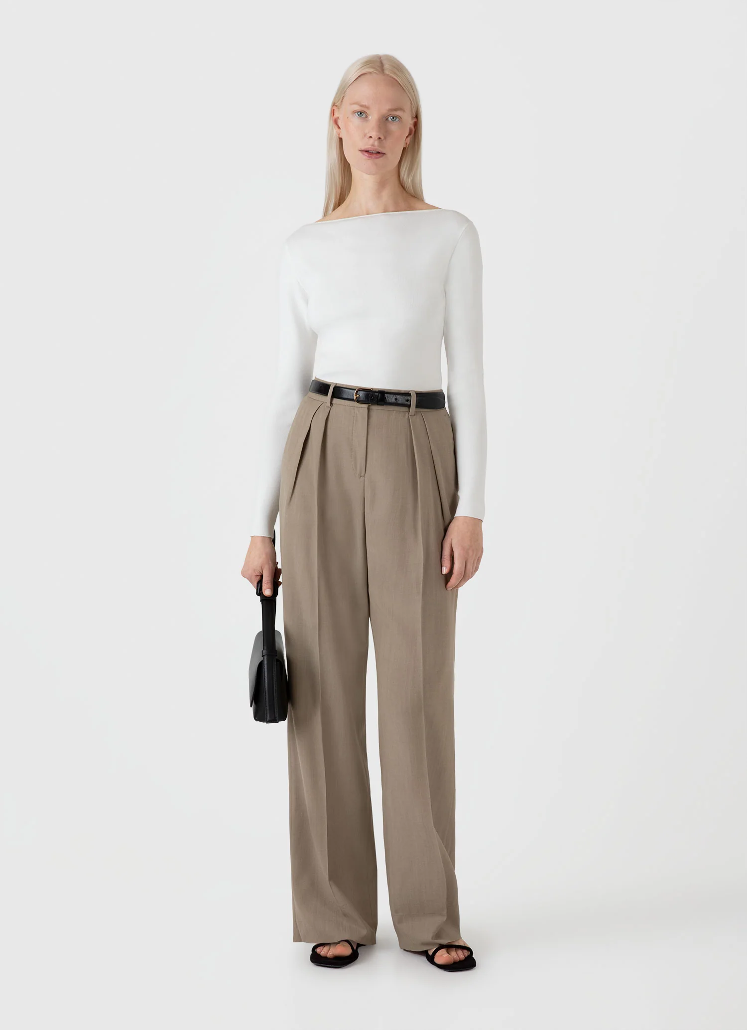 Women's Viscose Slash Neck Top in Ecru - Image 2