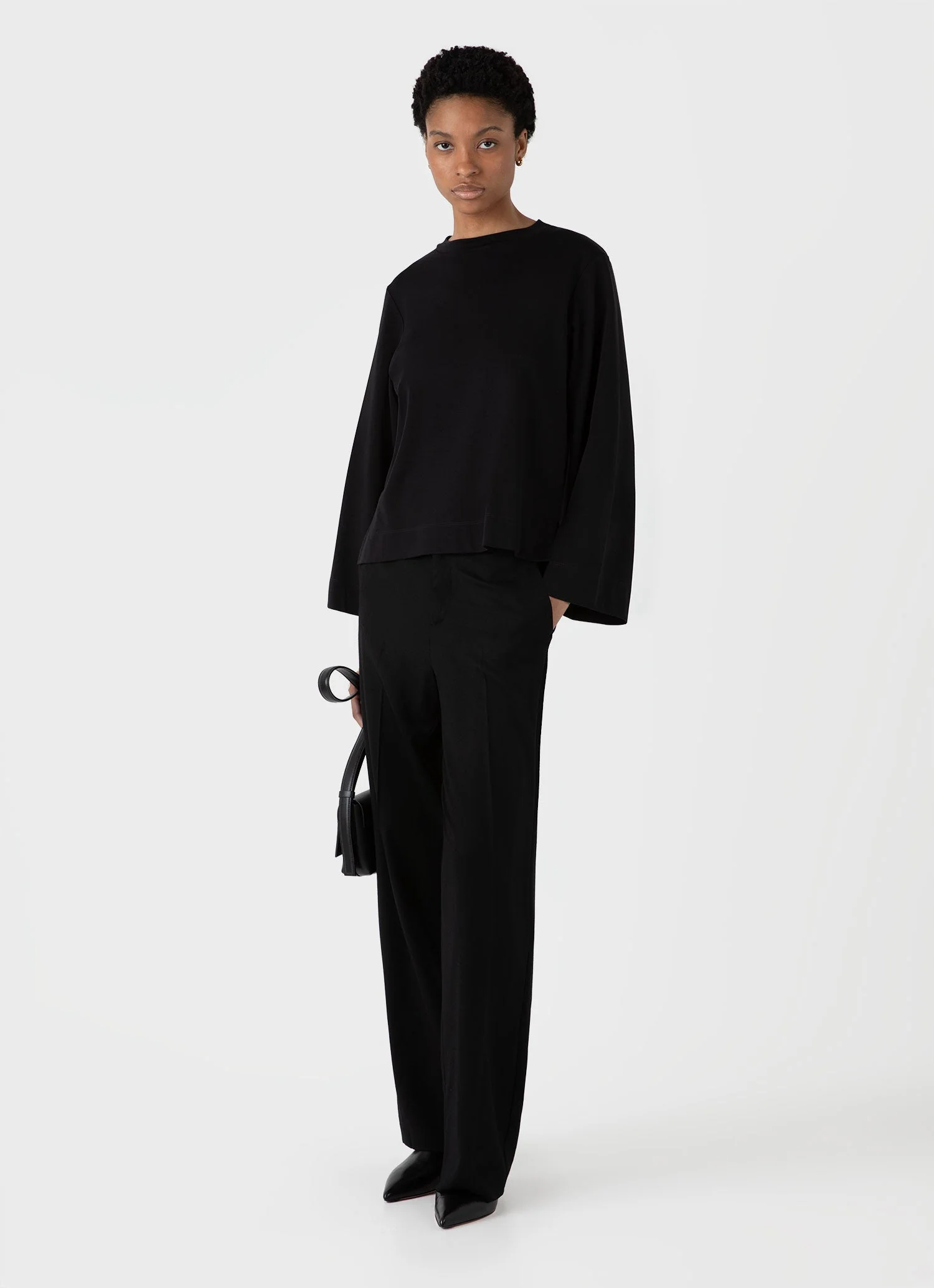 Women's Wide Sleeve T-shirt in Black - Image 2