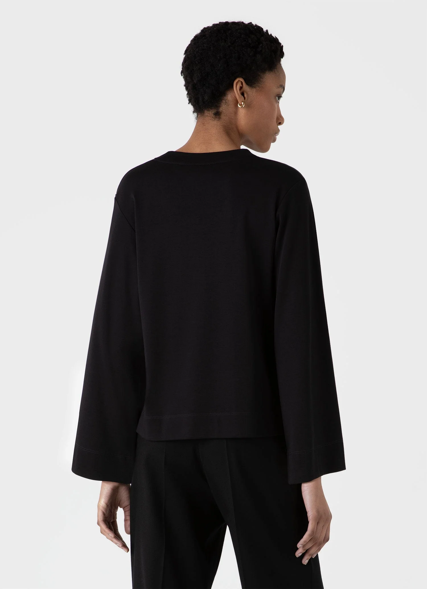 Women's Wide Sleeve T-shirt in Black - Image 3