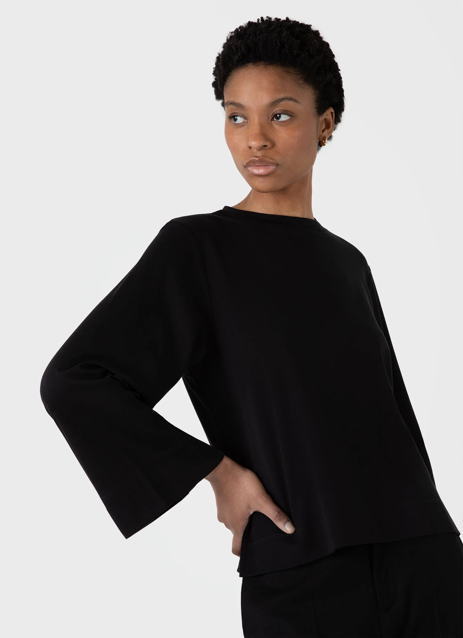 Women's Wide Sleeve T-shirt in Black - Image 4