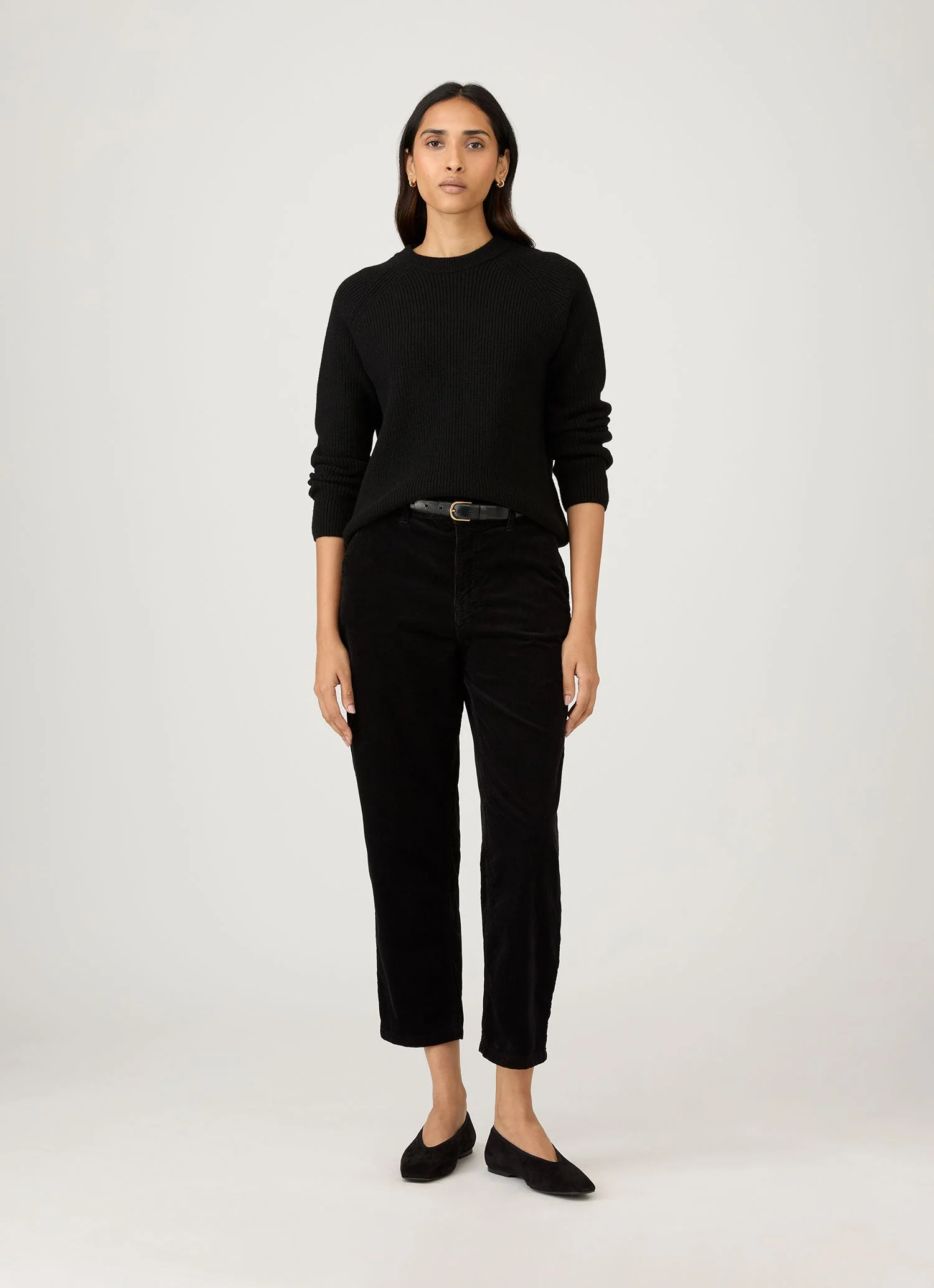 Women's Wool Cashmere Rib Jumper in Black - Image 2