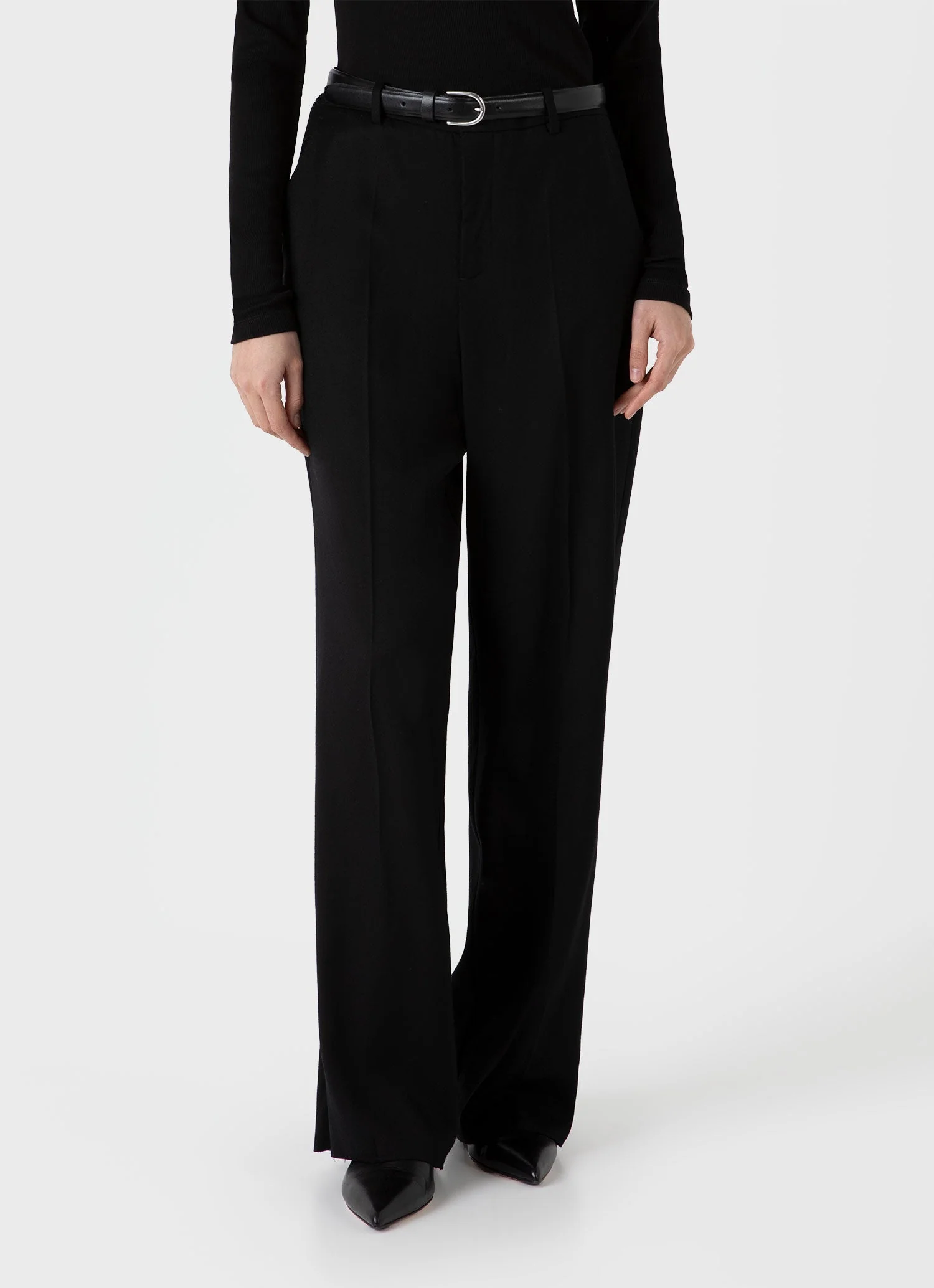 Women's Wool Flannel Trouser in Black - Image 2
