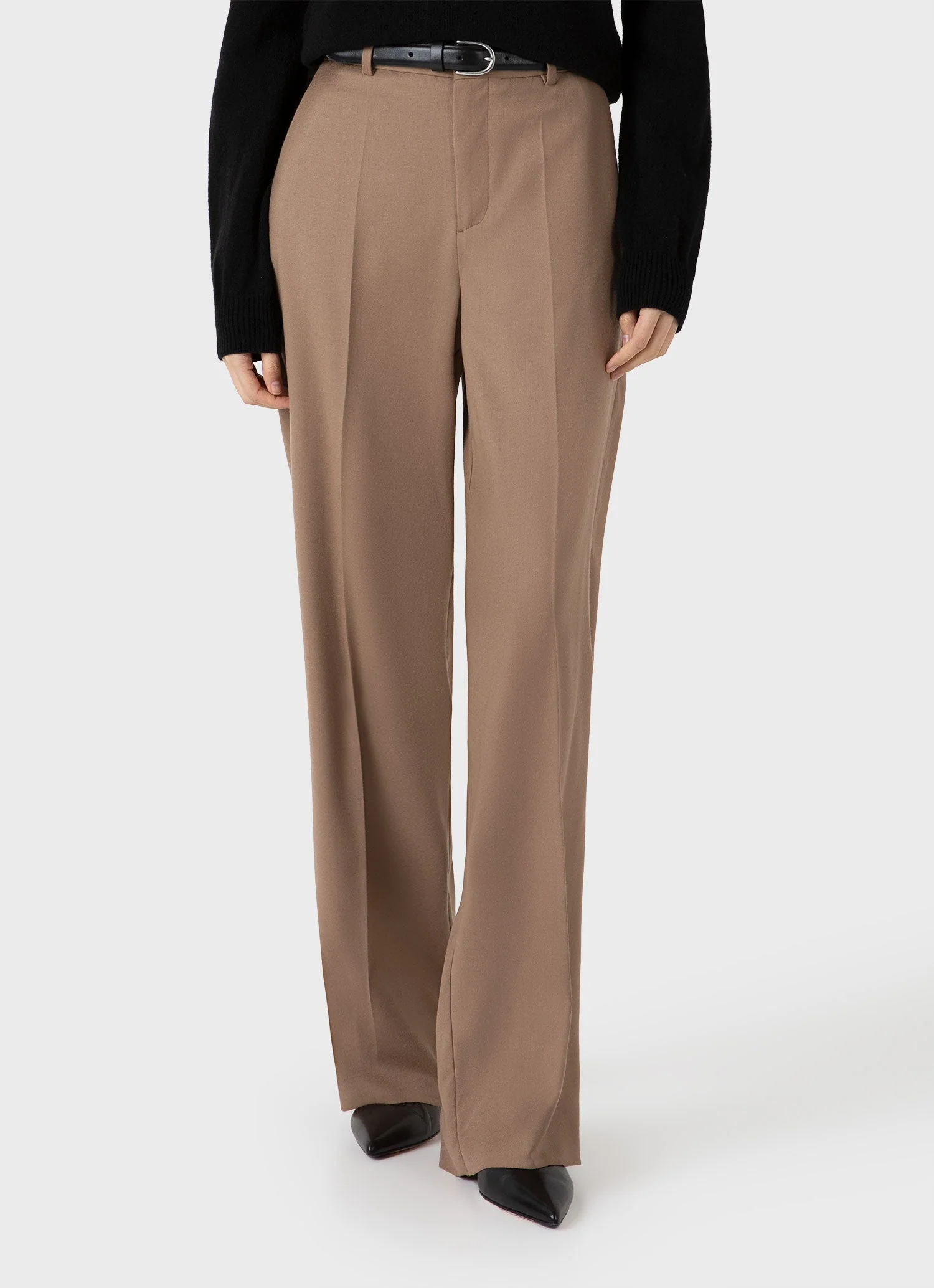 Women's Wool Flannel Trouser in Light Camel - Image 2