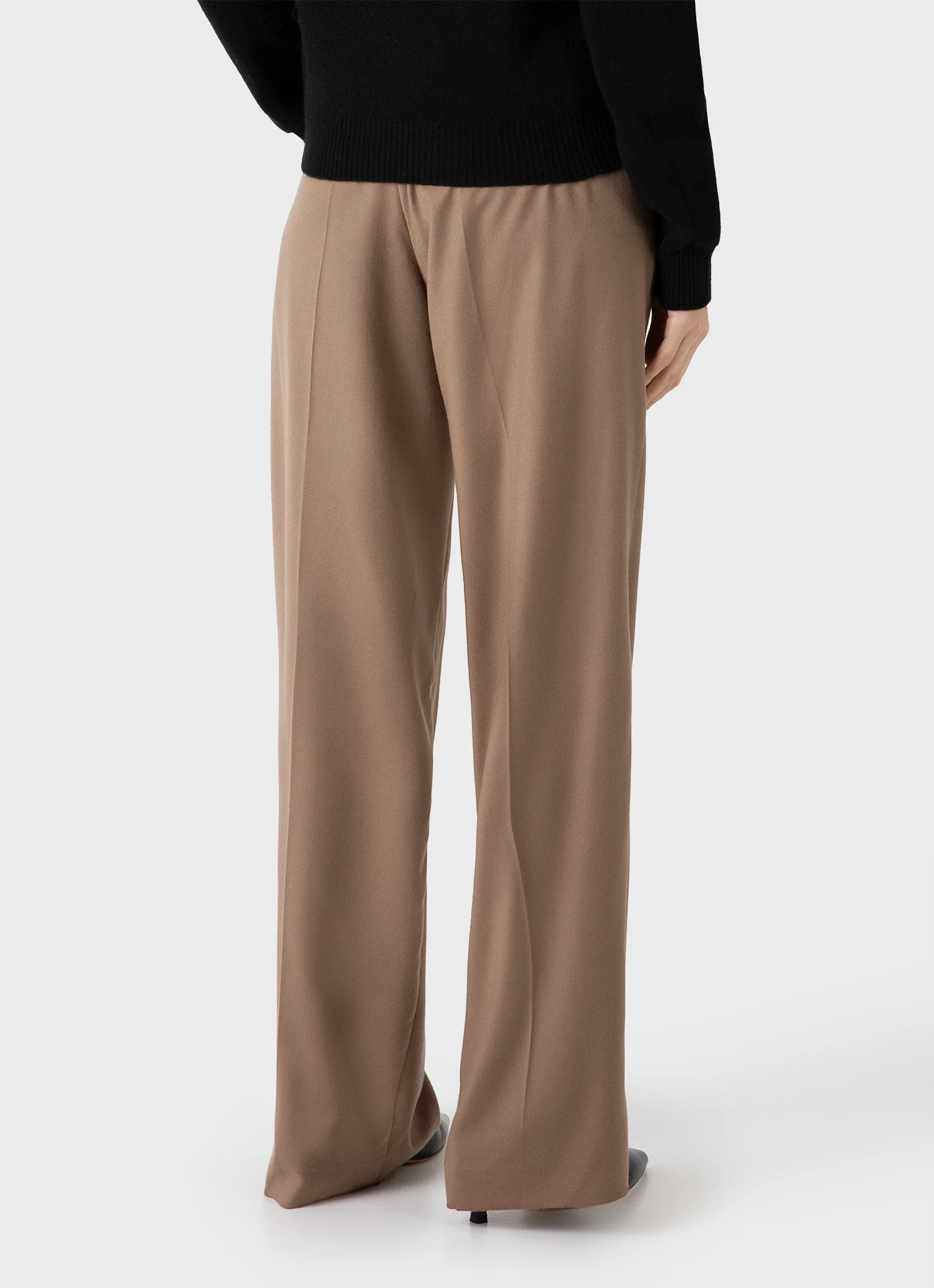 Women's Wool Flannel Trouser in Light Camel - Image 3