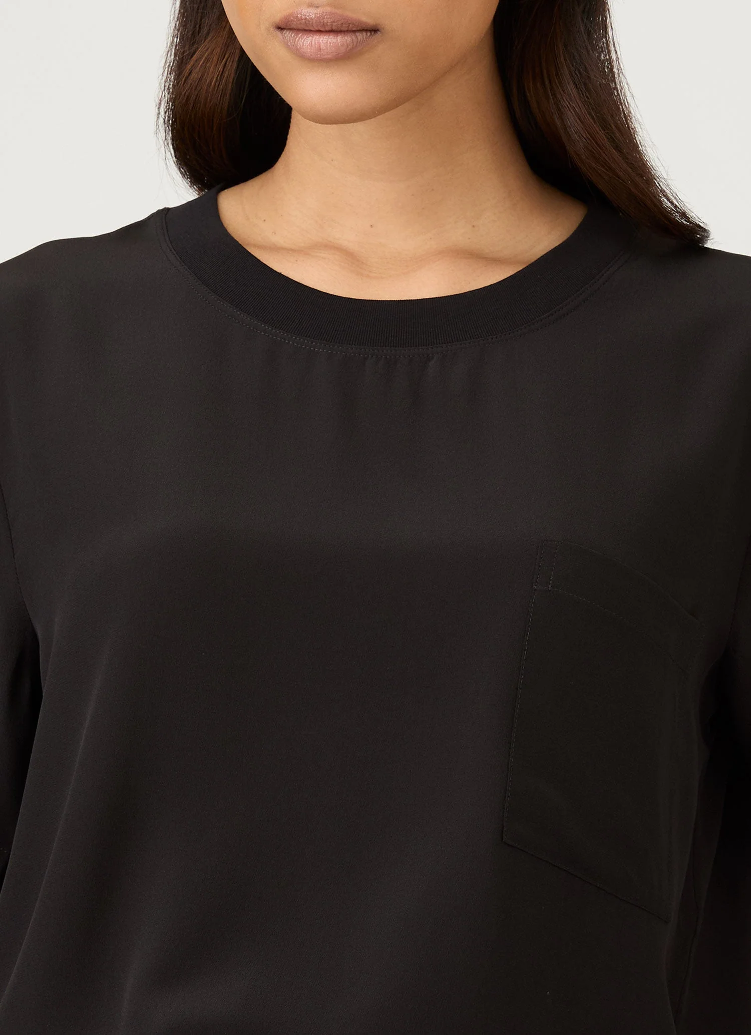 Women's Woven Silk T-shirt in Black - Image 4